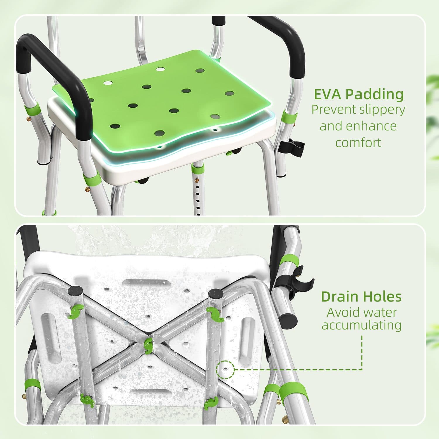 Stable Shower Chair for the Elderly with Adjustable Height - image 3