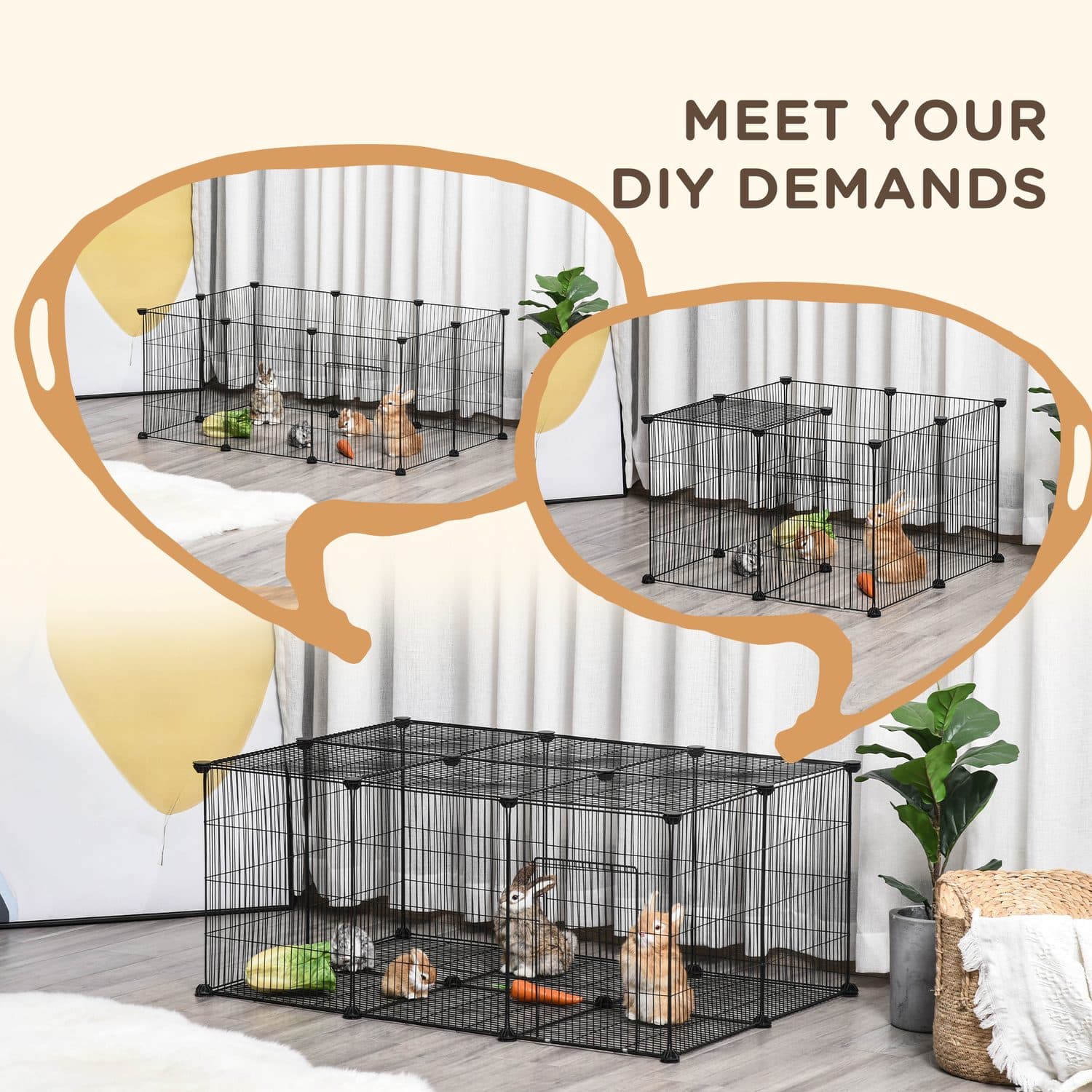 PawHut DIY Metal Fence Cage for Rabbits & Guinea Pigs - image 4