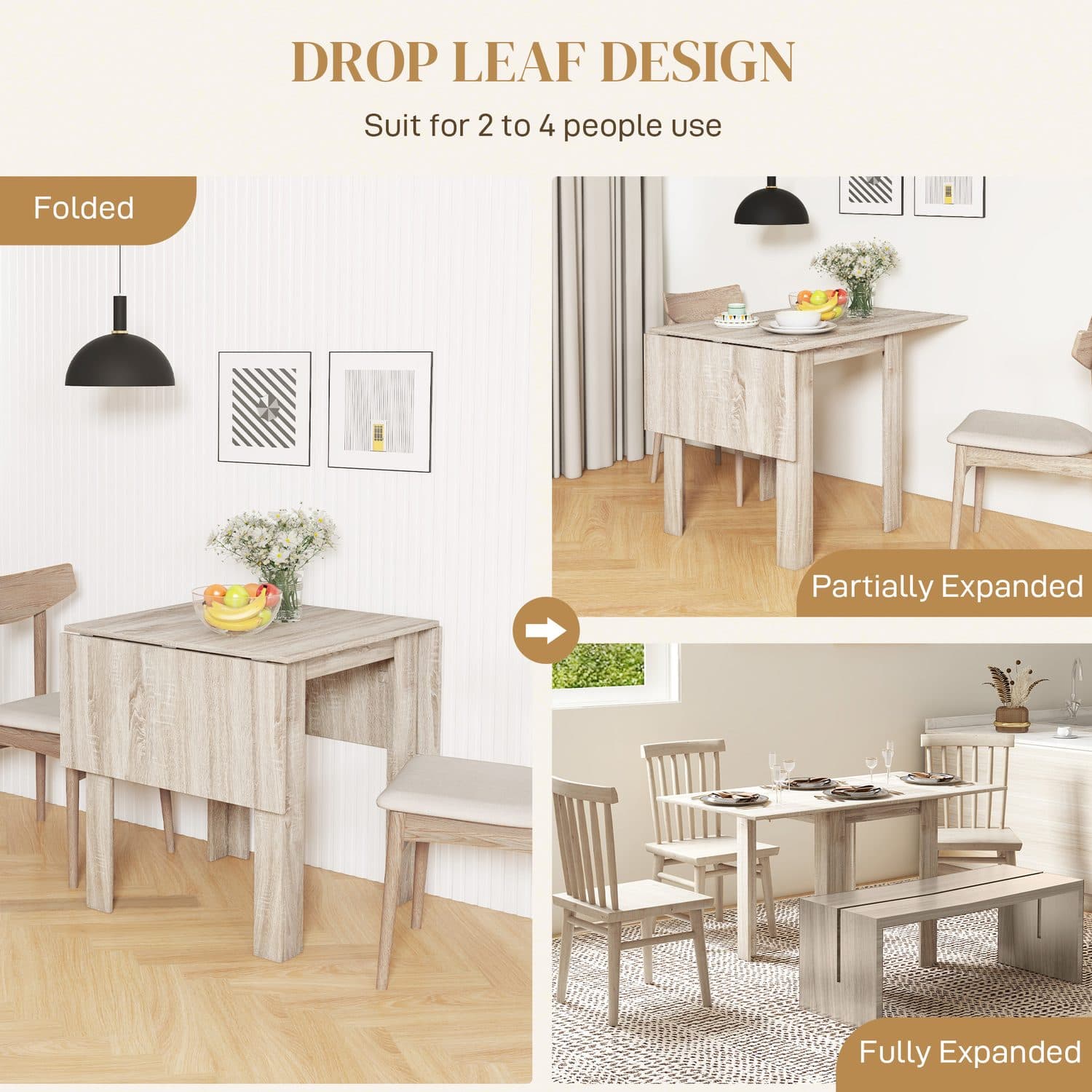 Space-Saving Oak Drop Leaf Dining Table for Compact Homes - image 2