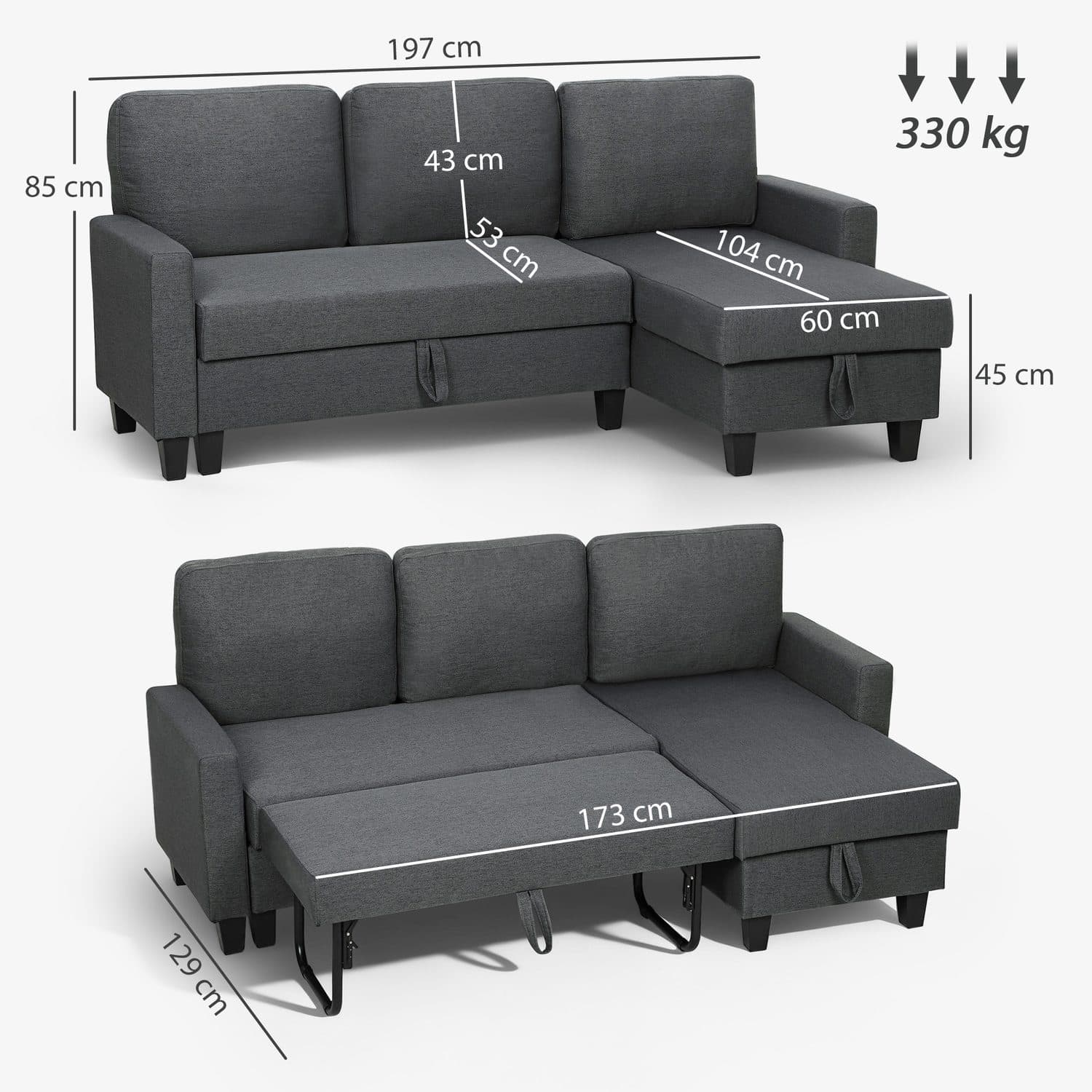 3-Seater Storage Sofa Bed - image 1