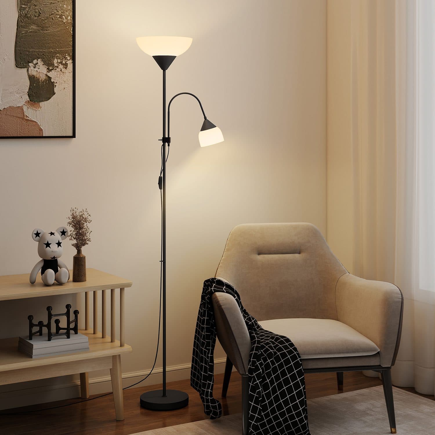Black mother and child floor lamp for living rooms - image 3