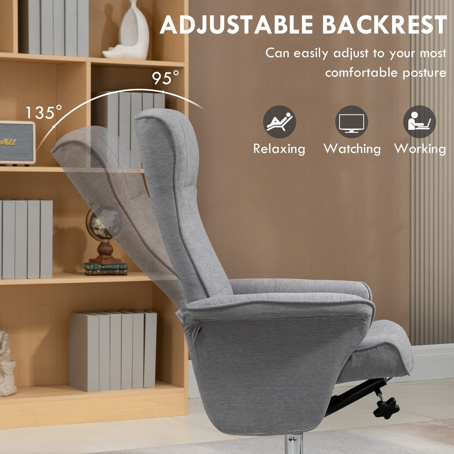 Unwind in the Grey Velvet Swivel Recliner Chair & Footstool - image 4