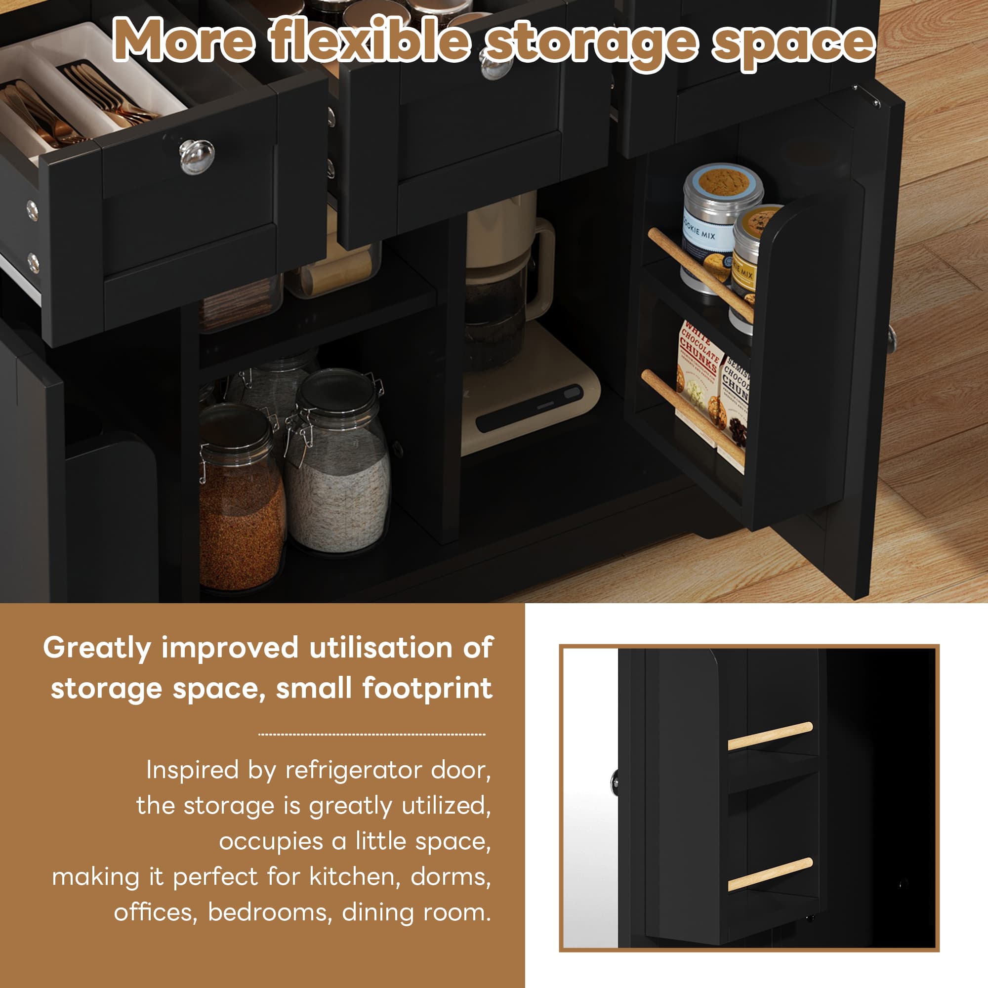 Extendable Farmhouse Kitchen Island with Integrated Charging Station - image 1