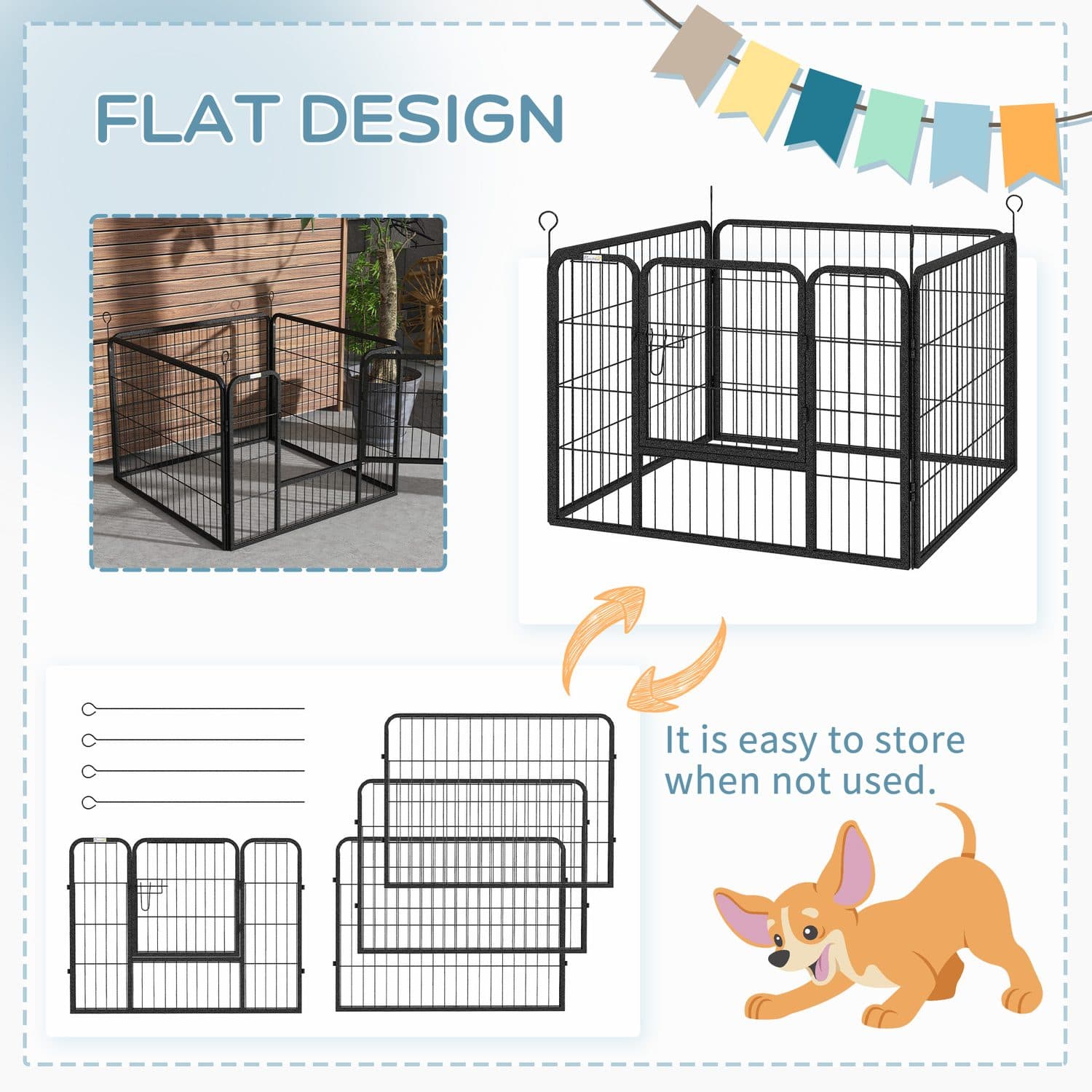 PawHut Foldable Puppy Playpen, 82L x 82W x 60H cm - image 2