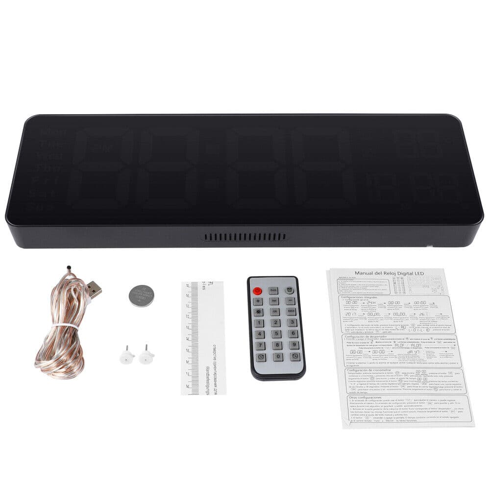 Large LED Wall Clock with Calendar and Auto Dimmer - image 1