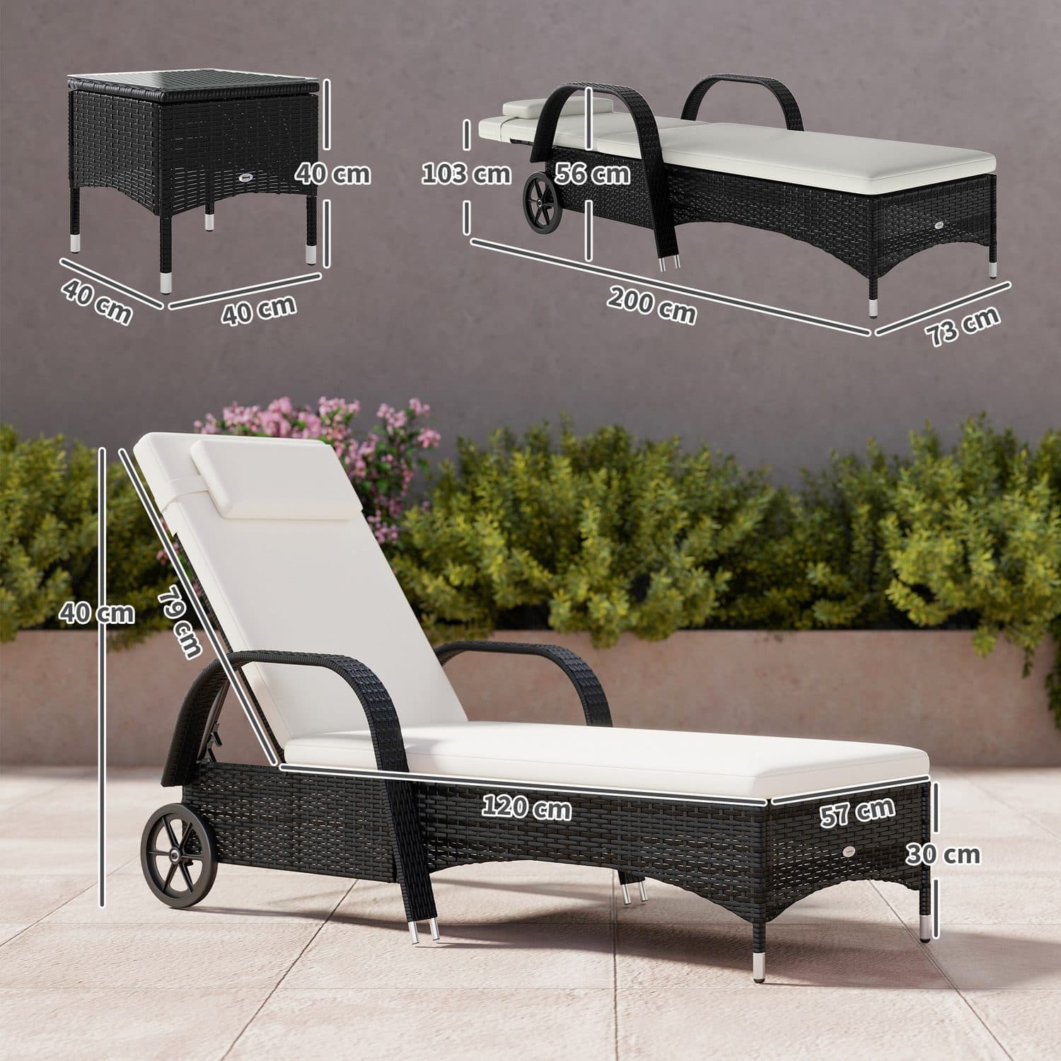 Black Rattan Lounger Set - image 4