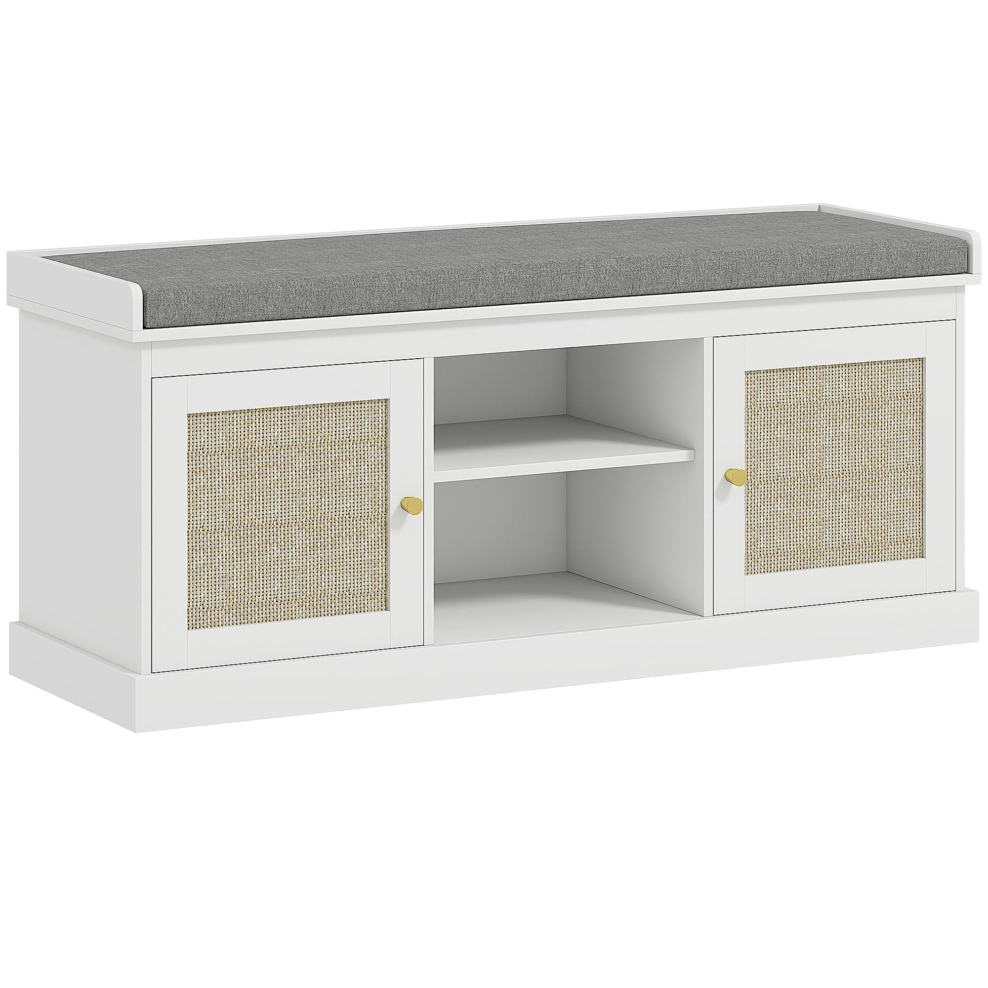 Boho Rattan Shoe Bench