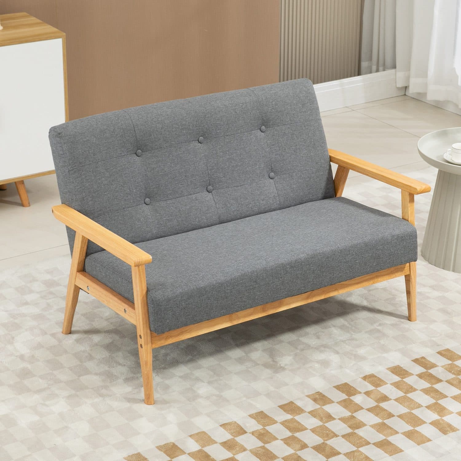 Retro Dark Grey 2 Seater Sofa - image 4