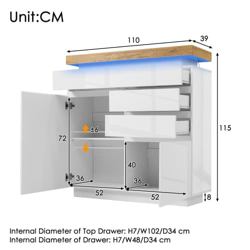 Modern High Gloss Sideboard with App-Controlled LED Lighting - image 5