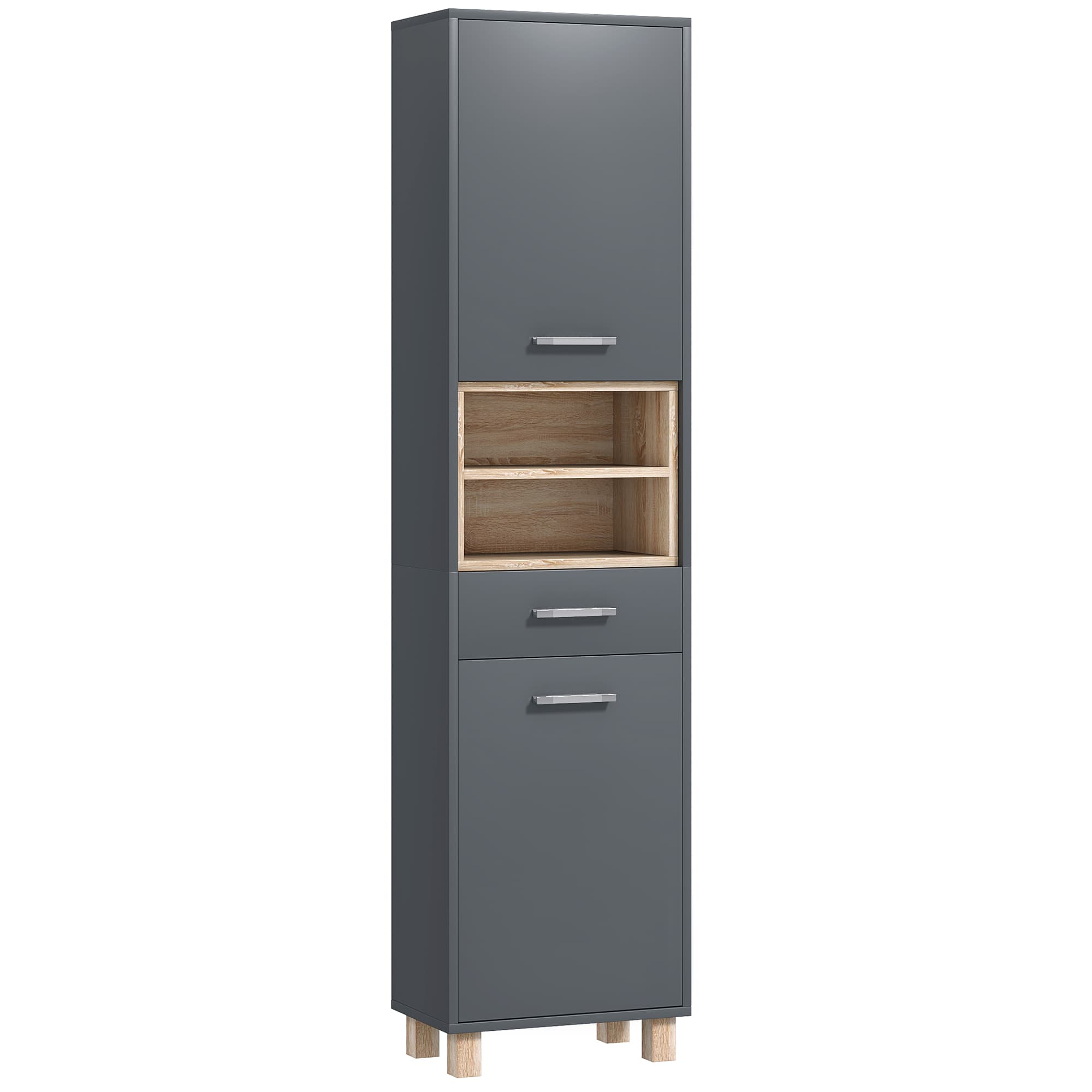 Tall Matte Grey Bathroom Cabinet