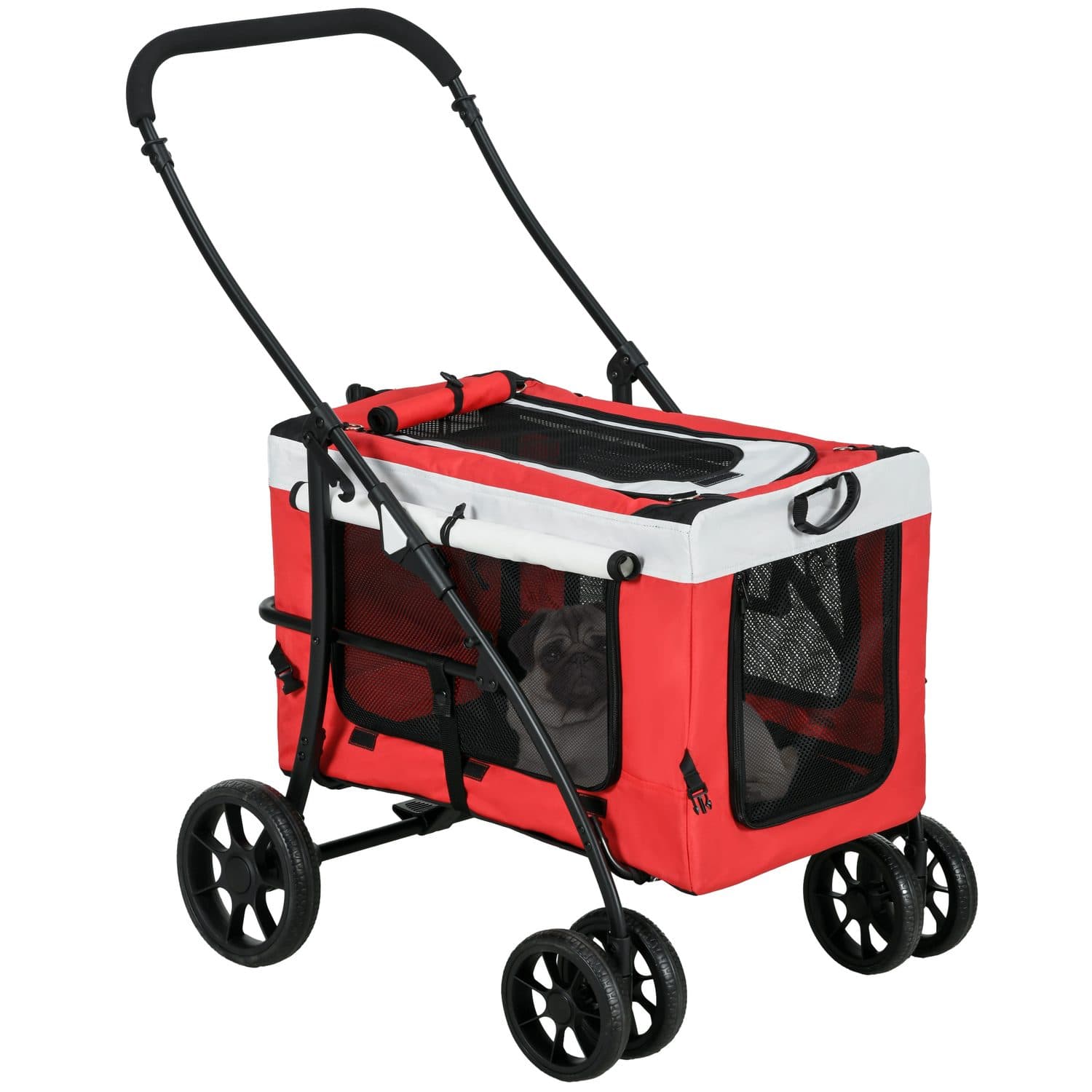 Foldable Pet Stroller with Detachable Carrier