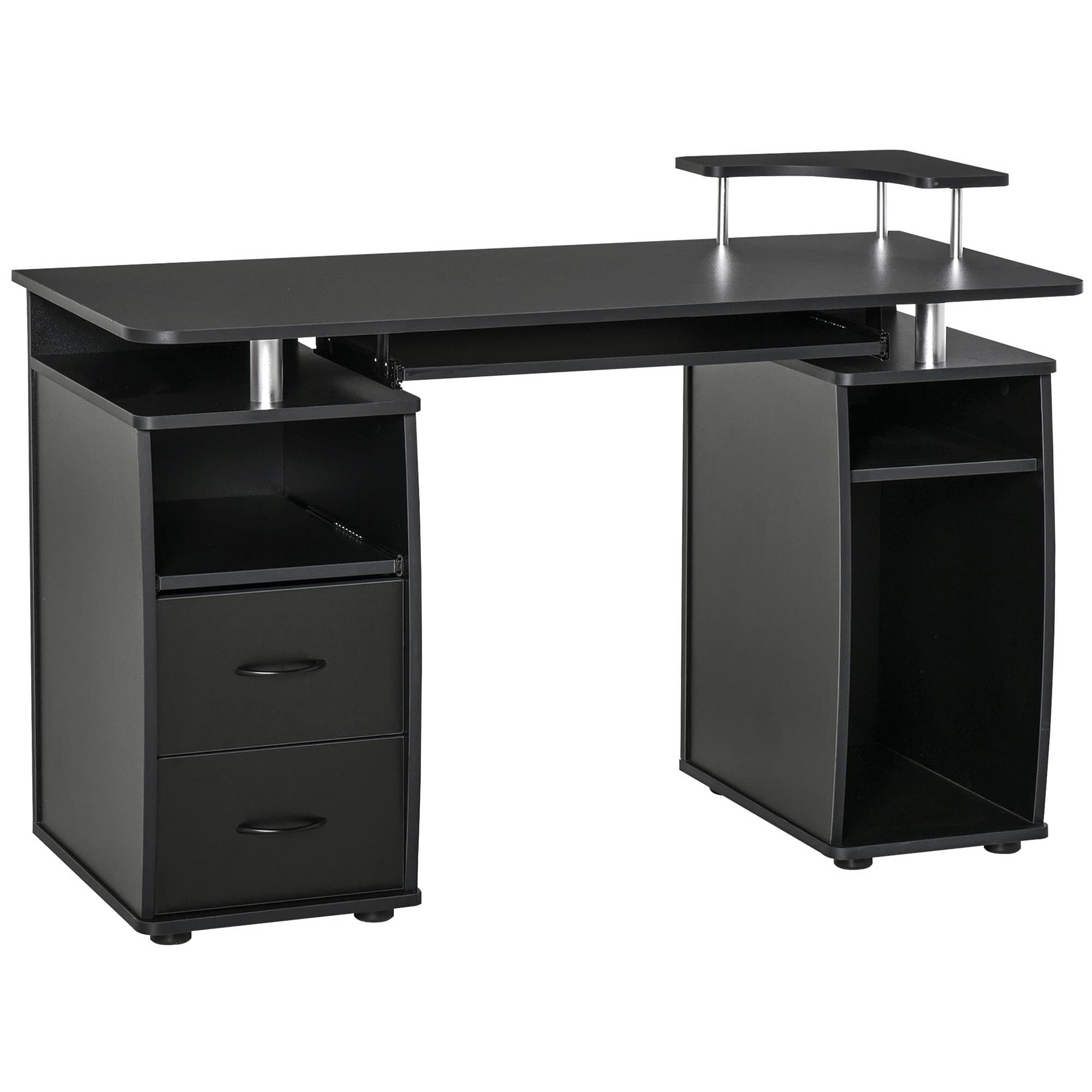 Engineered Black Computer Workstation for Effortless Productivity