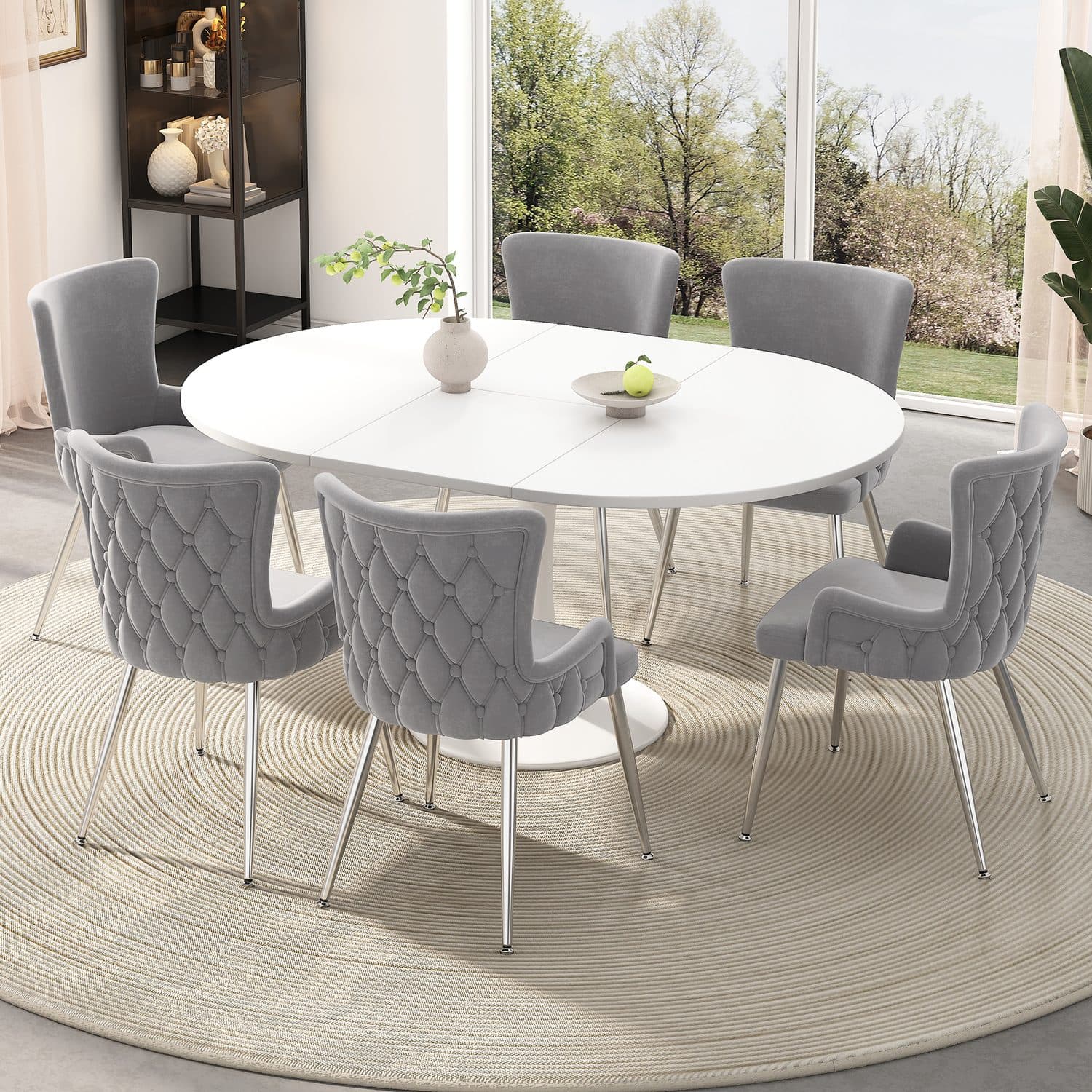 Grey Velvet Dining Chairs Set of 6 - image 2