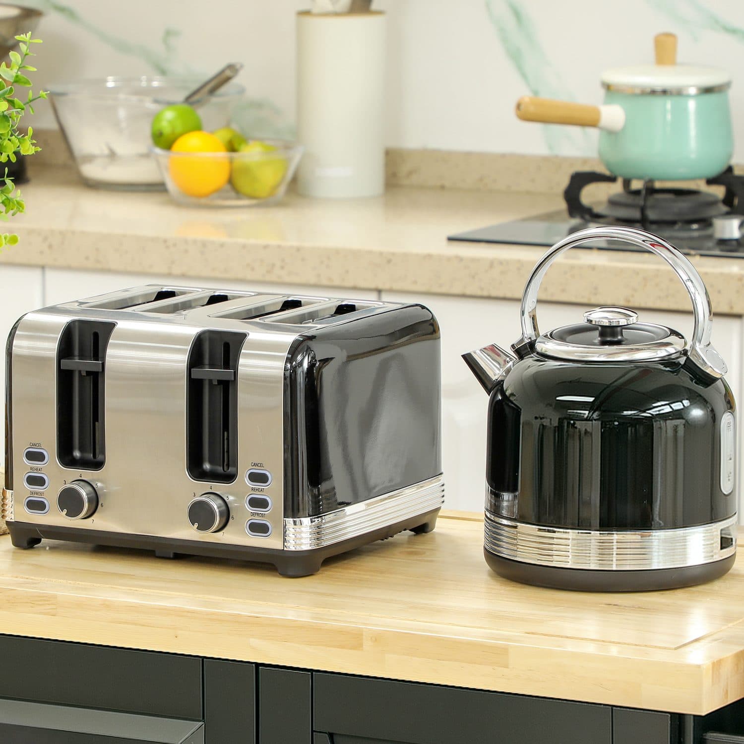 Sleek Black Kettle & Toaster Set - image 3