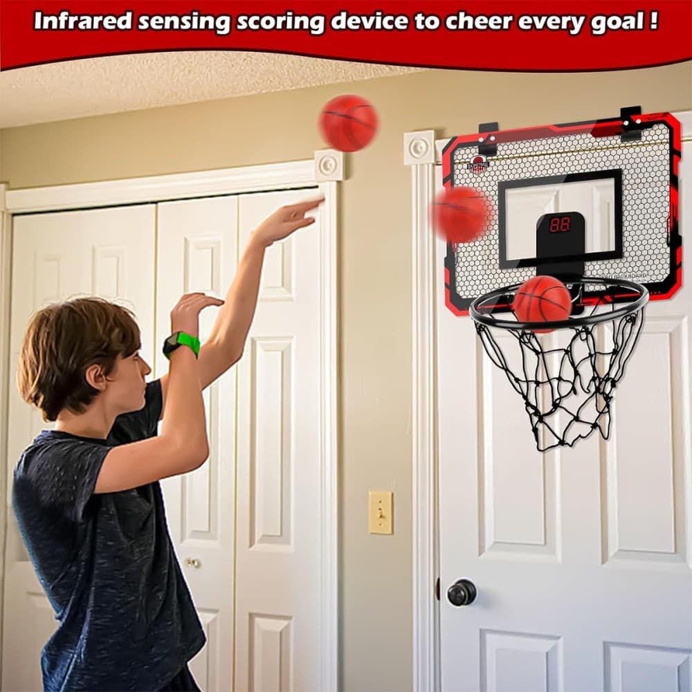 Kids’ Over-Door Basketball Hoop with Electronic LED Scoreboard - image 10