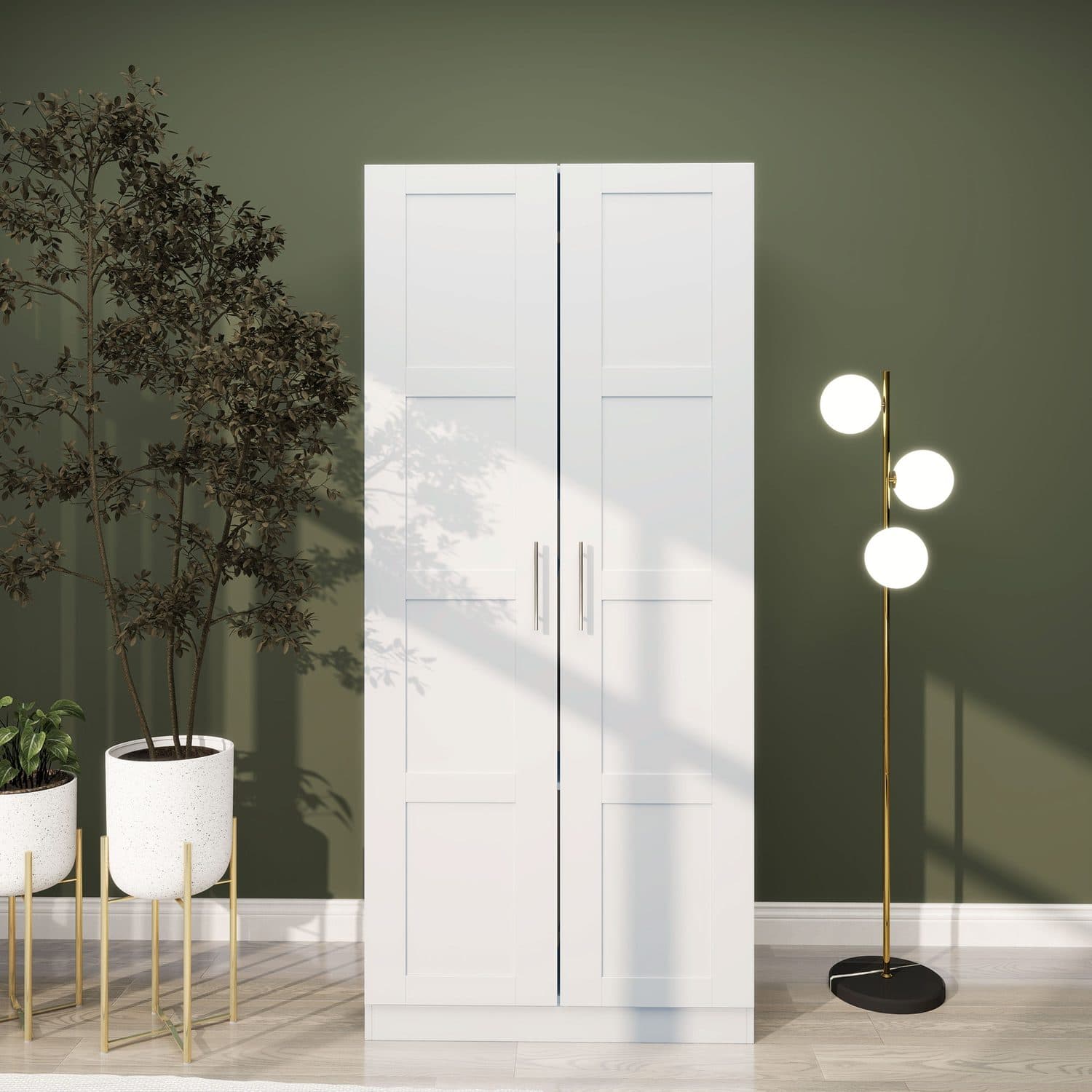 White Double Wardrobe with Shelves - image 1