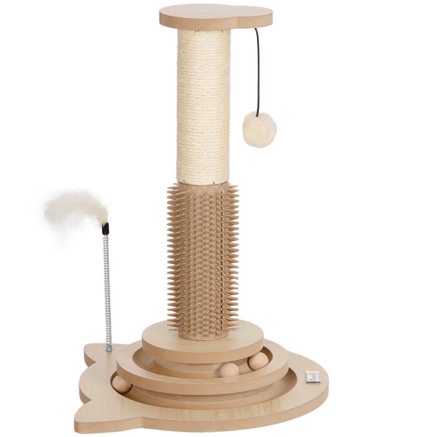 5-in-1 Cat Scratching Post with Sisal Post and Track Balls