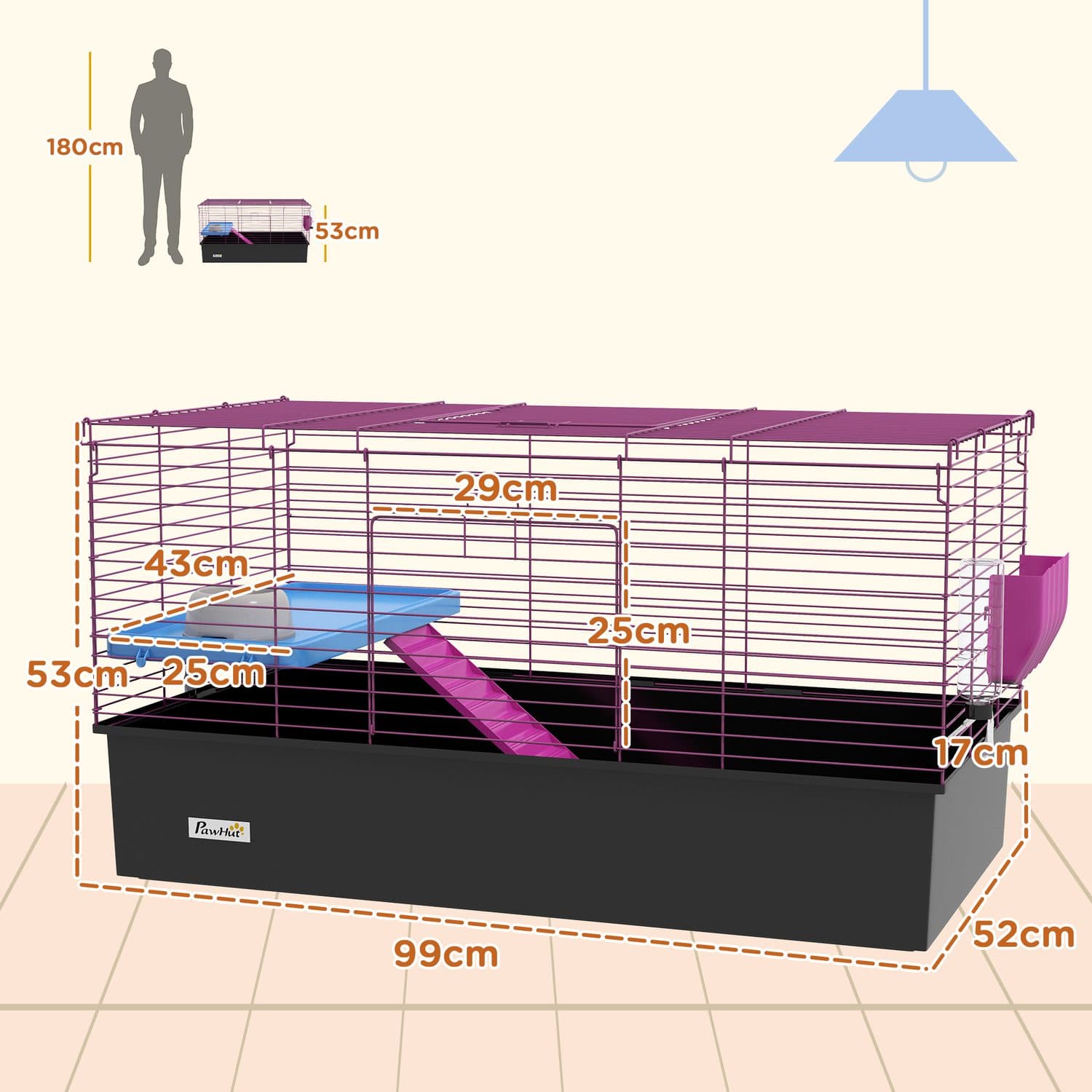 Wire Cage for Small Animals with Platform & Hay Feeder - image 1