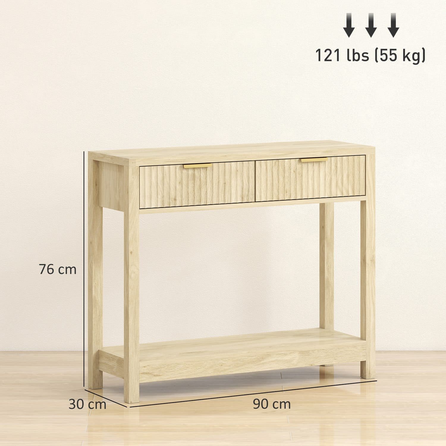 Natural Wood Fluted Console Table for Narrow Hallways - image 2