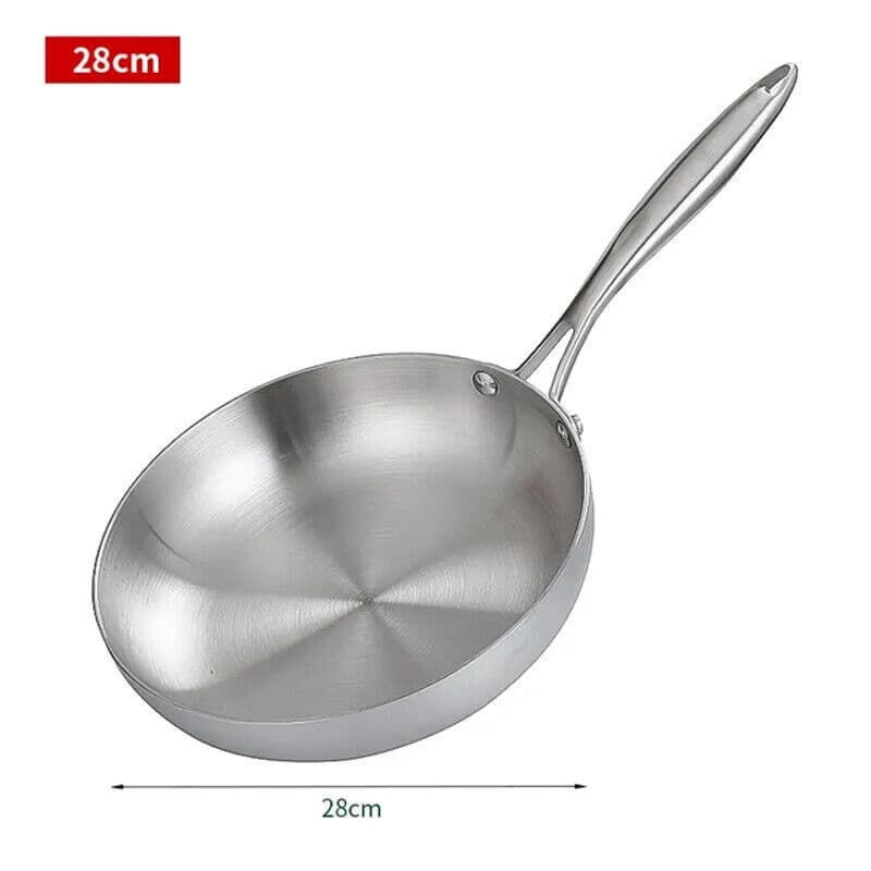 28cm Uncoated Stainless Steel Frying Pan — Chemical-Free Cooking - image 3