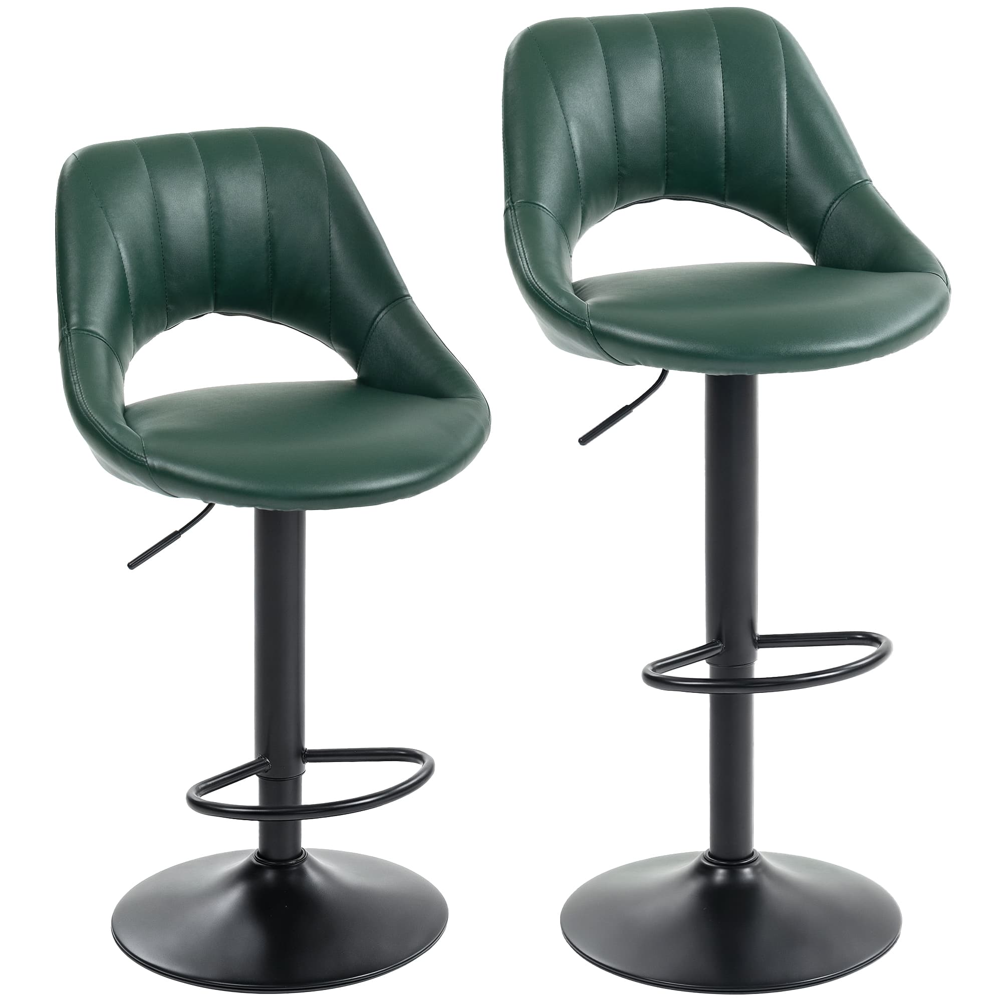 Dark Green Faux Leather Bar Stools
