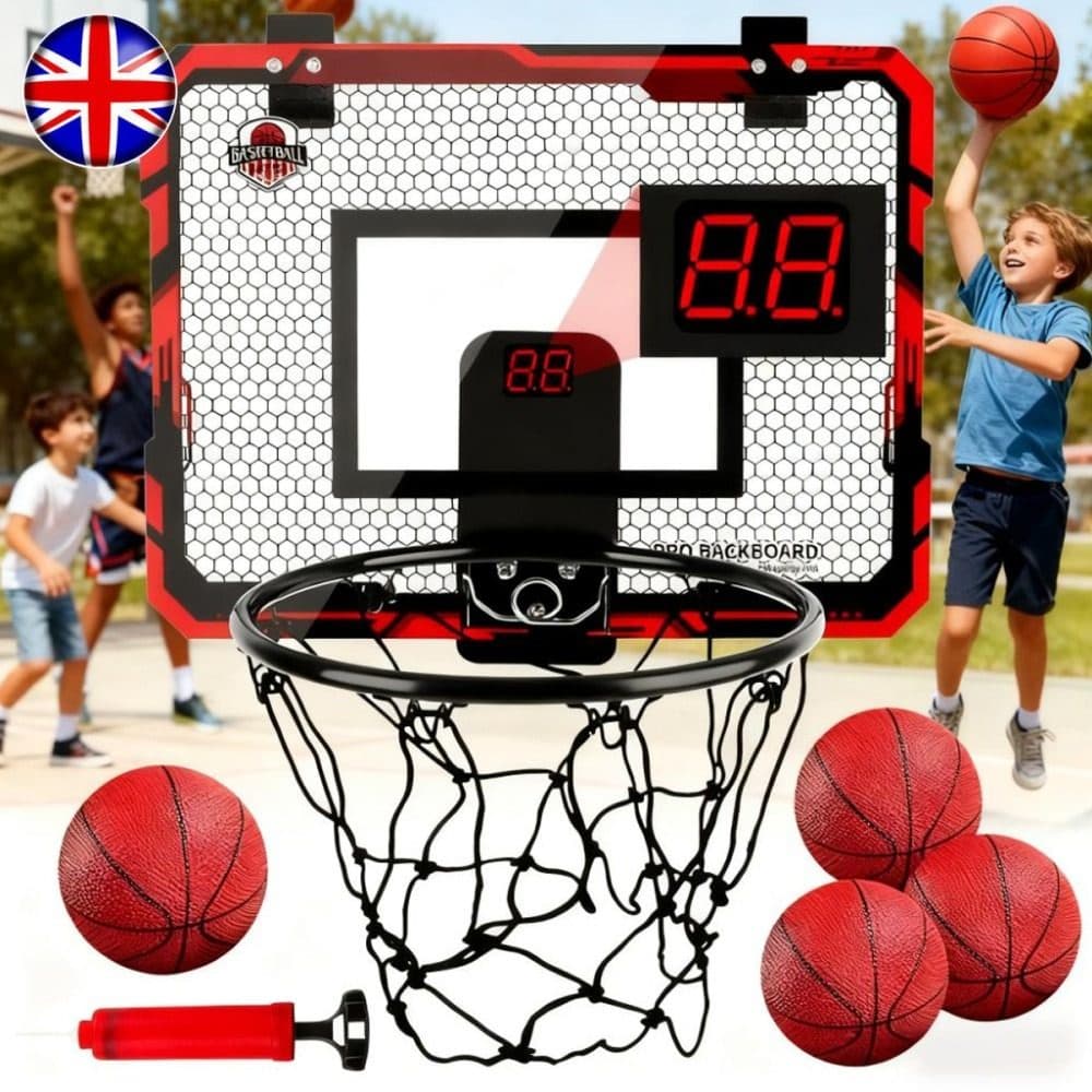 Kids’ Over-Door Basketball Hoop with Electronic LED Scoreboard - image 8
