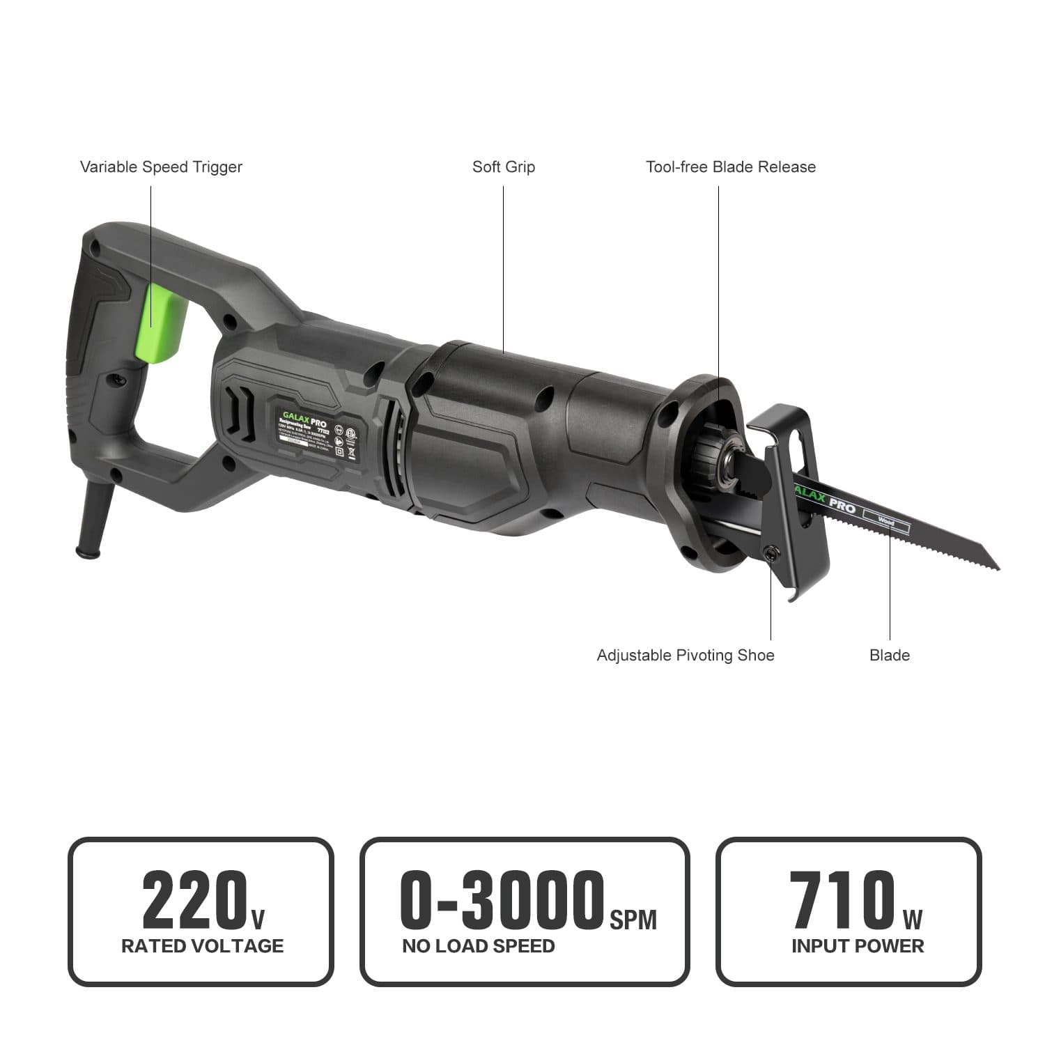 710W Reciprocating Saw for Wood, Metal and PVC Cuts - image 5