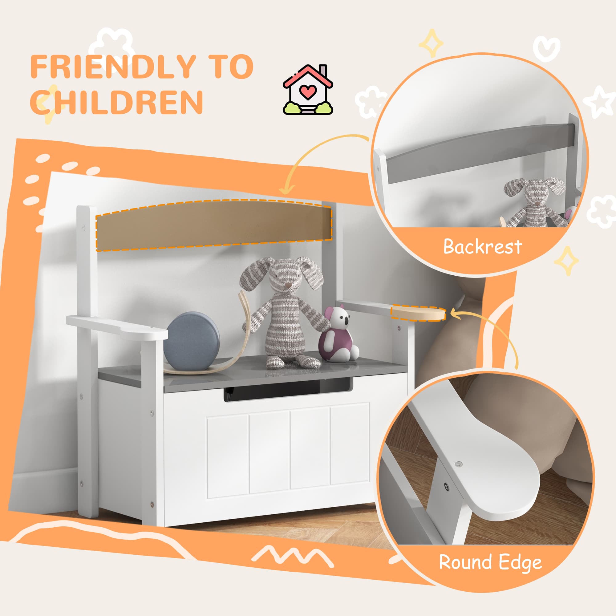 Kids Toy Storage Bench for Bedrooms and Playrooms - image 4