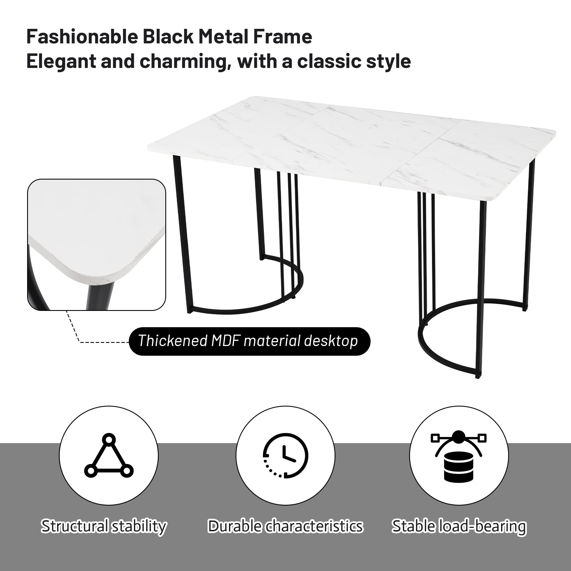 Modern Marble Effect Dining Table for Kitchen & Living Room - image 1