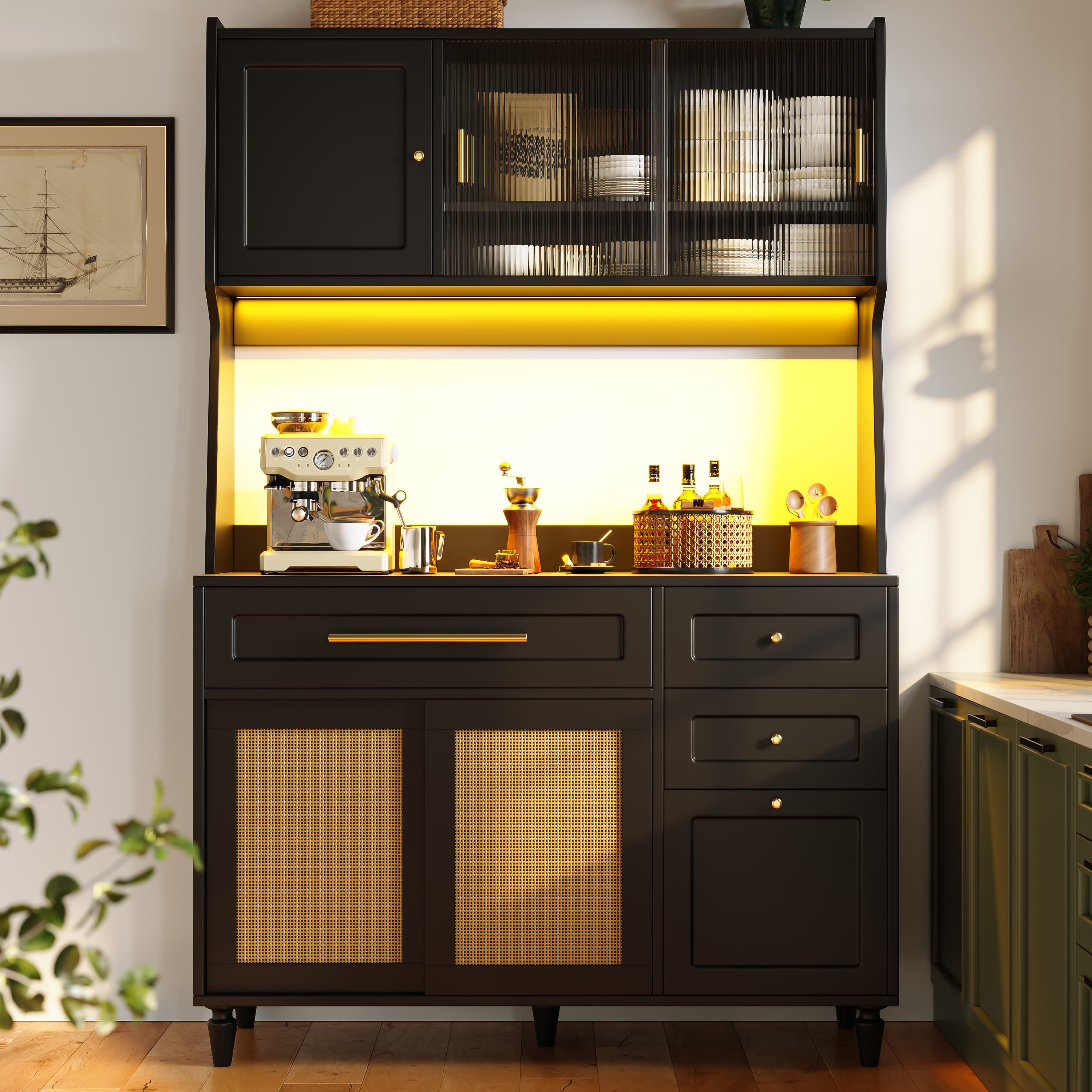 Rattan Buffet Cabinet with Smart LED Lighting - image 6