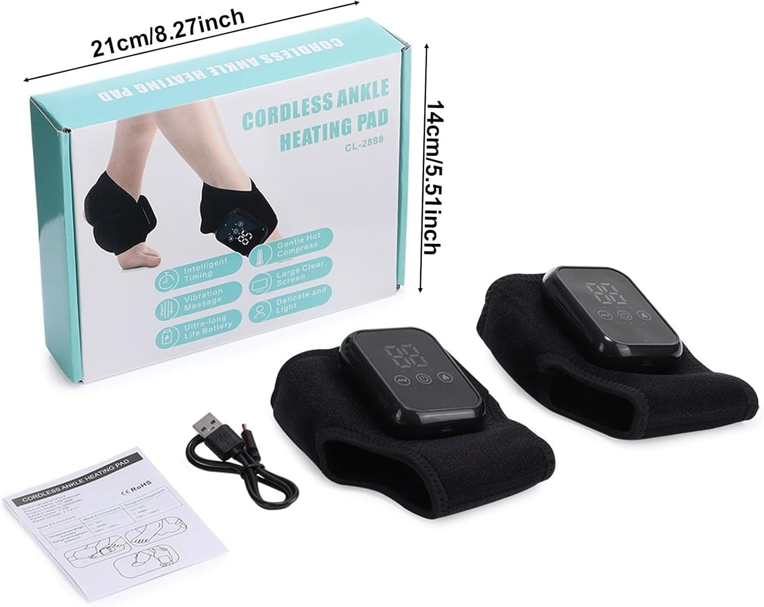 Cordless Ankle Heating Pad Massager Pair