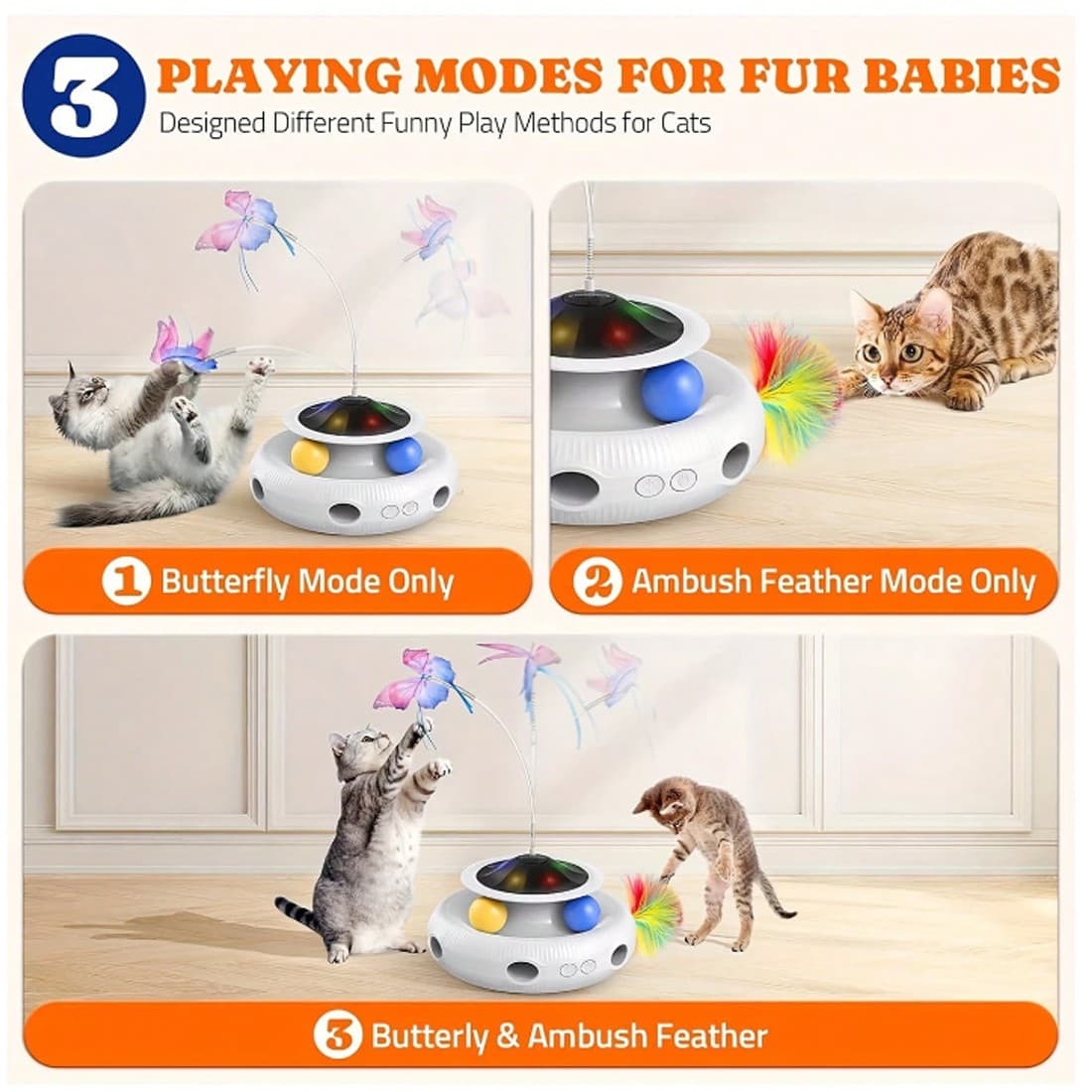 Rechargeable Interactive Cat Toy with 360° Rotating Feather - image 9