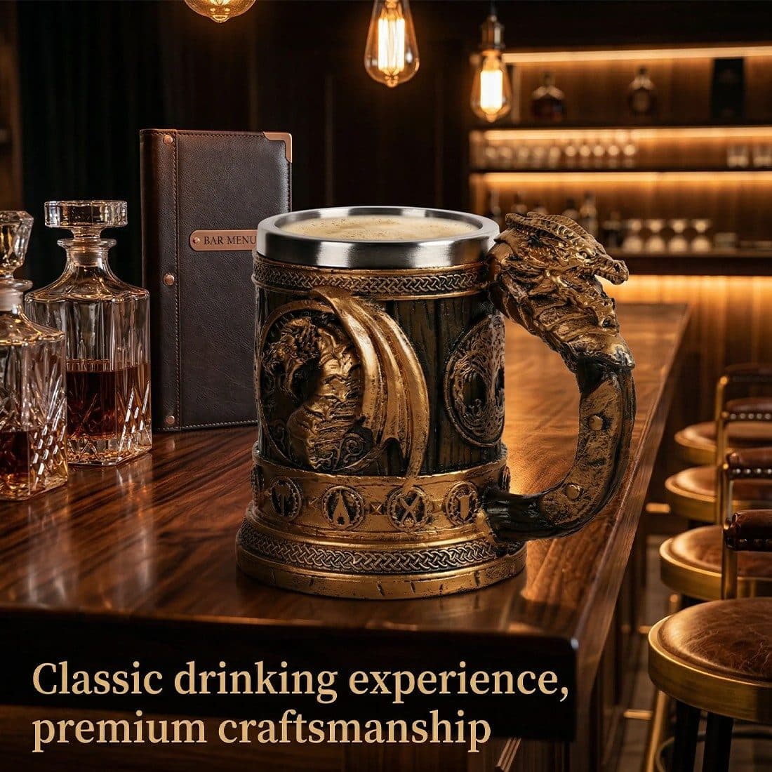 A Bar-Ready Dragon Tankard with Resin Exterior - 1pcs