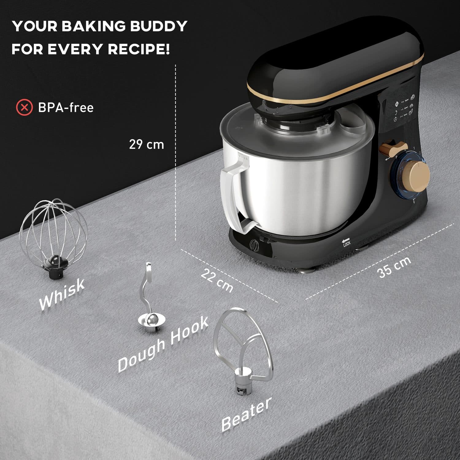 1300W Black Stand Mixer - image 1