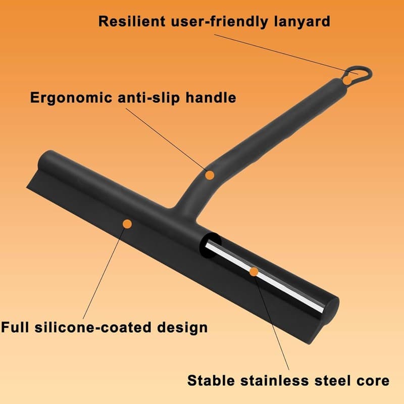 Silicone Shower Squeegee for Glass, Tile & Mirrored Surfaces - image 6