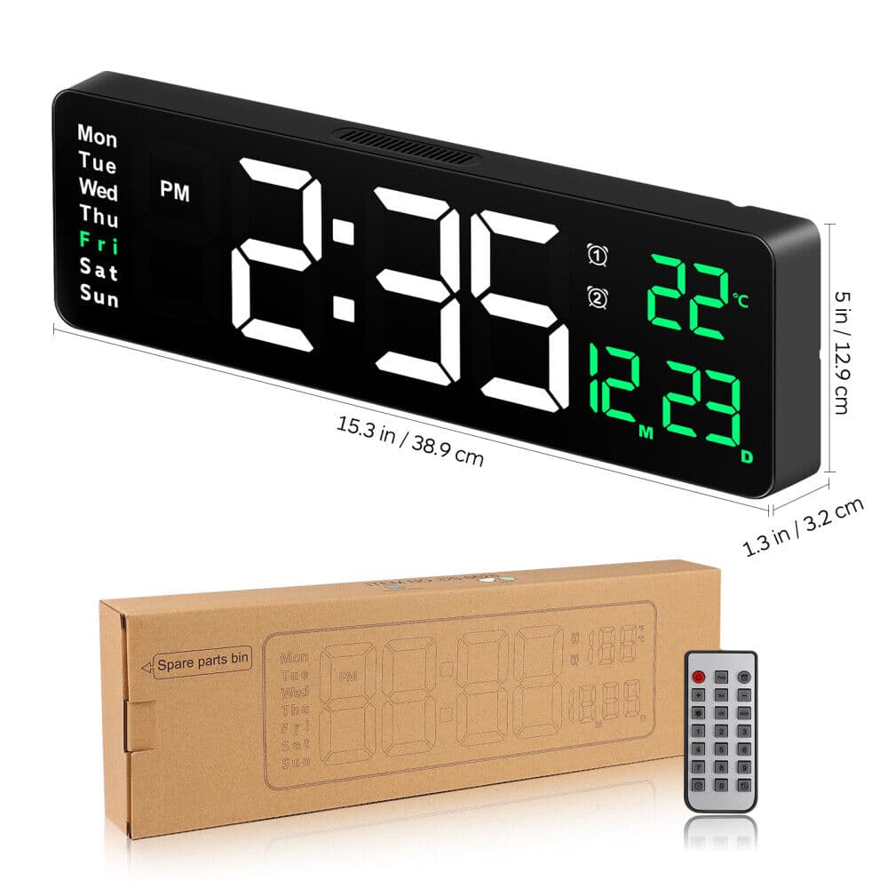 Large LED Wall Clock with Calendar and Auto Dimmer - image 7