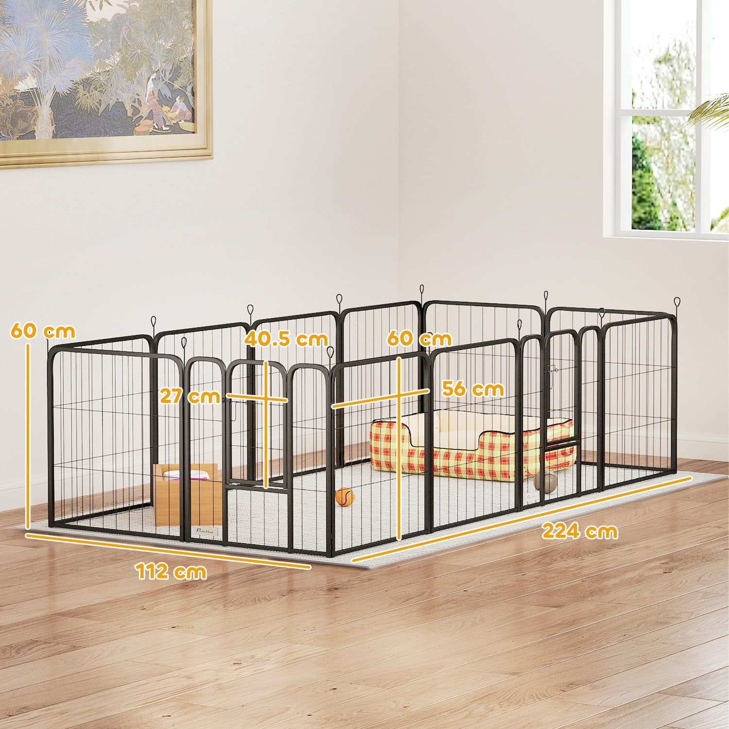12-Panel Dog Playpen with Doors - 60cm High - image 5