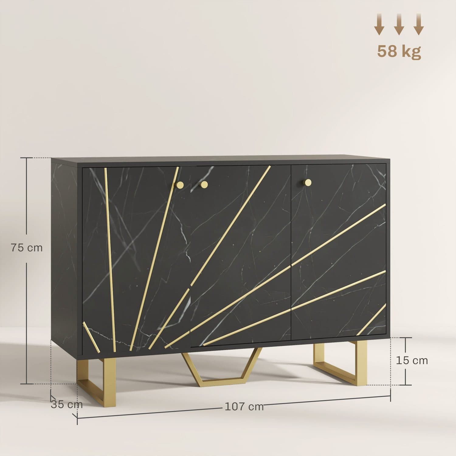 Black Marble Tone Sideboard - image 4