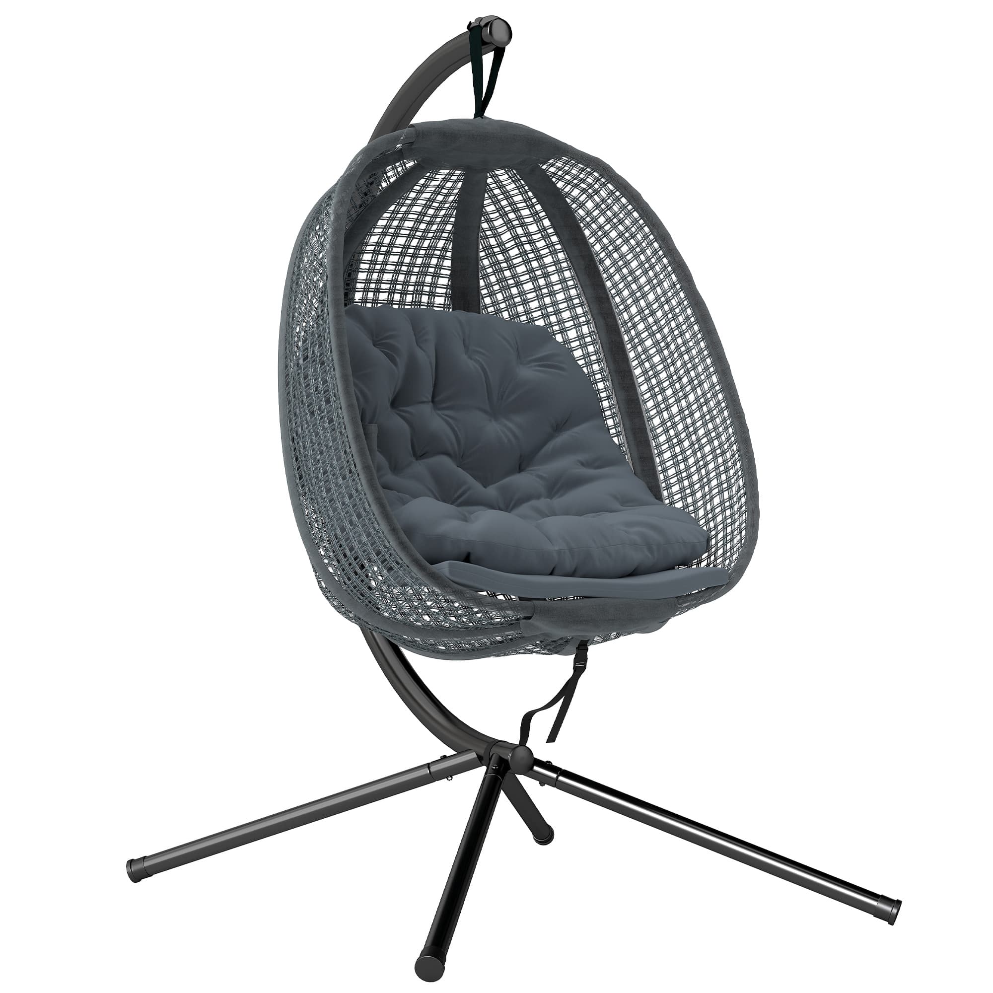 Dark Grey Hanging Egg Chair with Stand