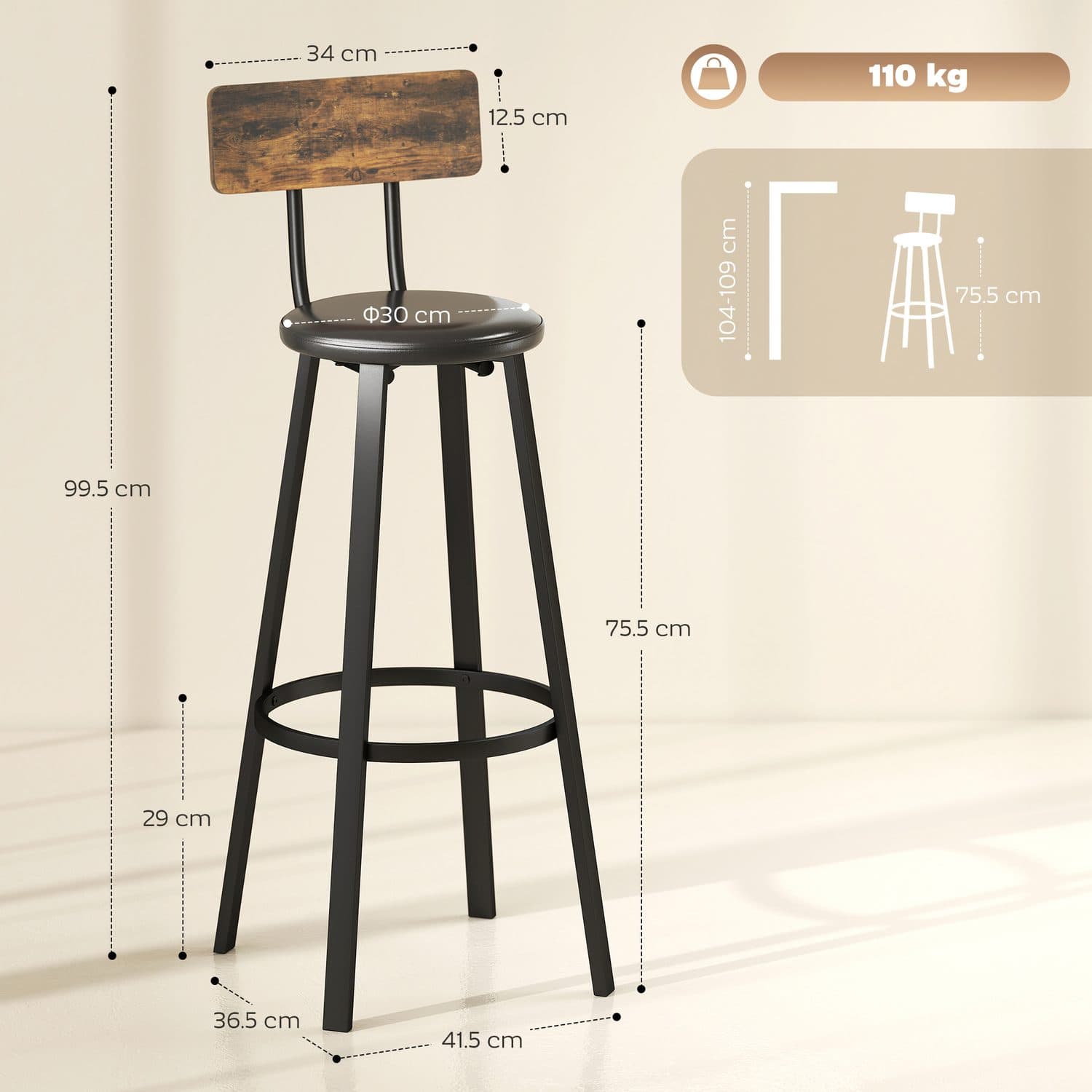 Rustic Industrial Bar Stools - image 3