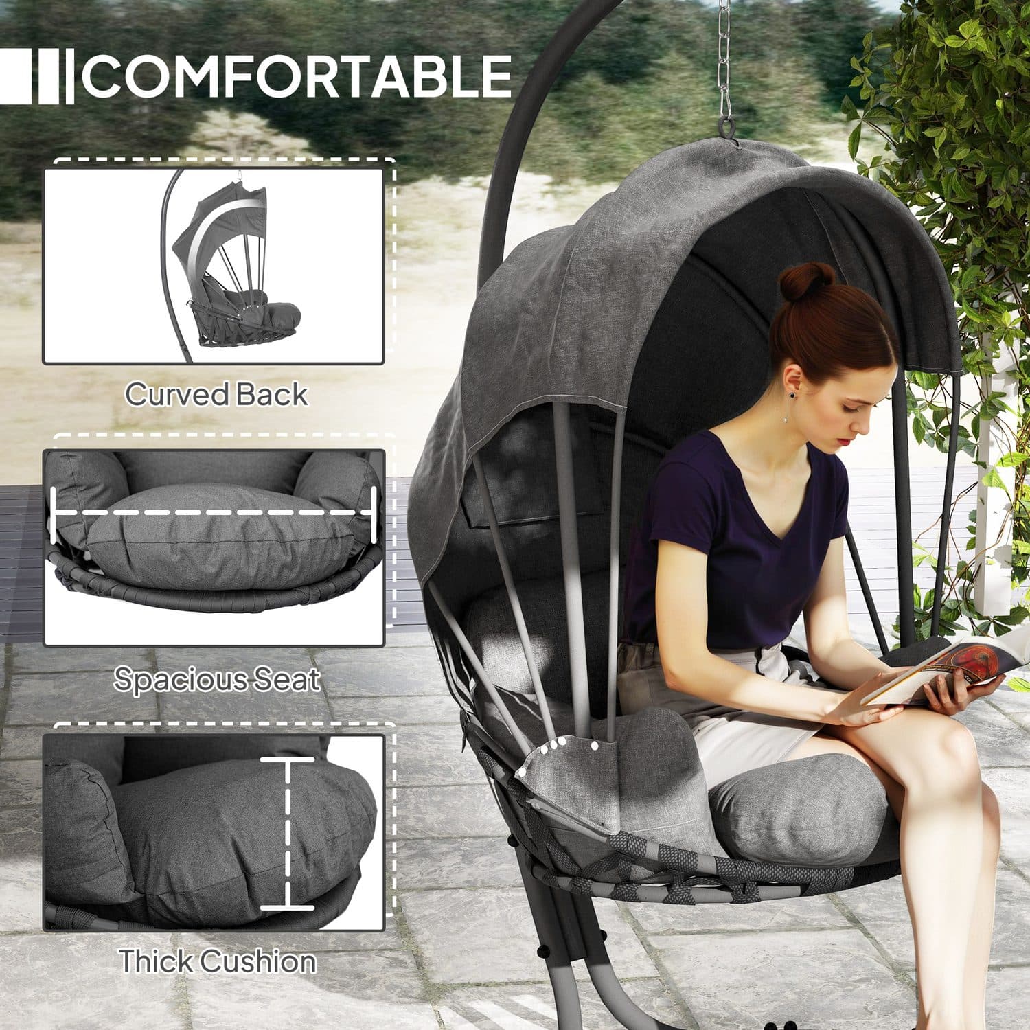 Grey Hanging Egg Chair - image 1
