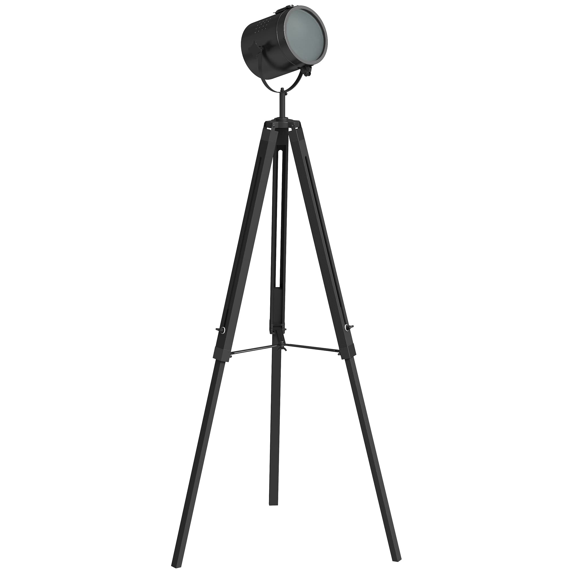 A Foldable Tripod Floor Lamp with Industrial Searchlight Style
