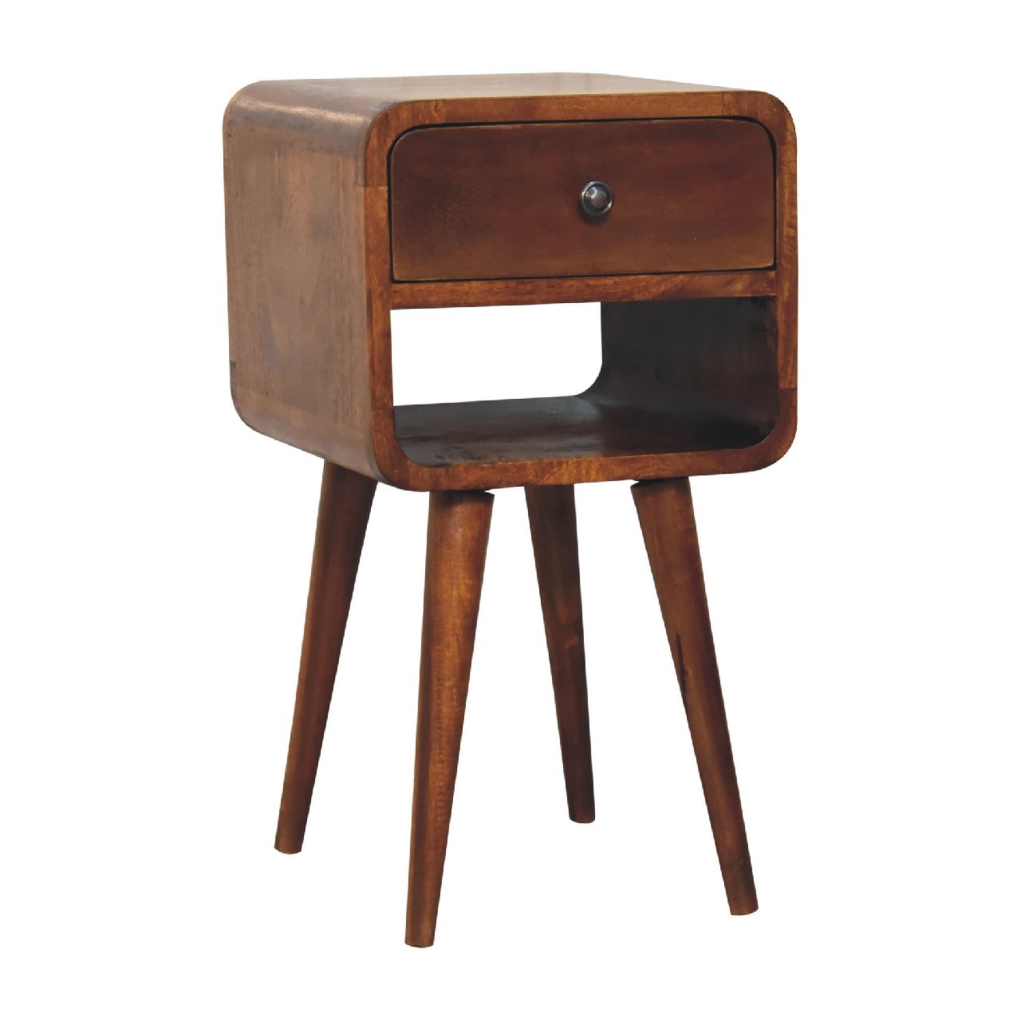 Handcrafted Solid Mango Wood Bedside Table in Rich Chestnut