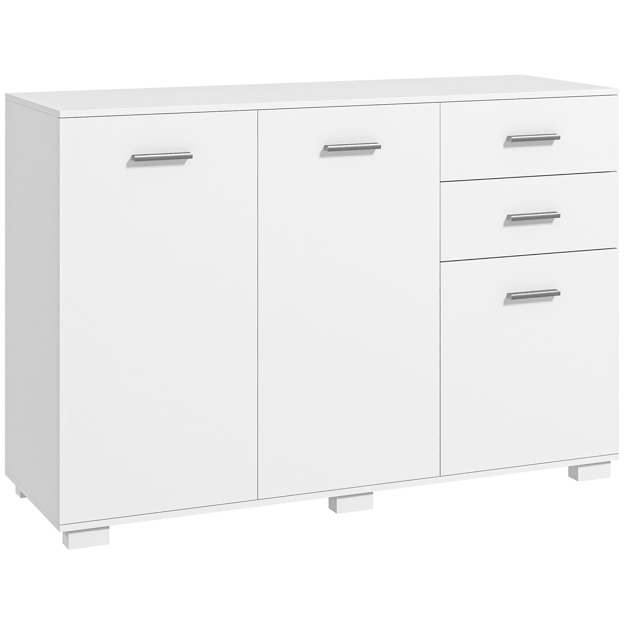 Generous White Sideboard with Three Doors and Two Drawers