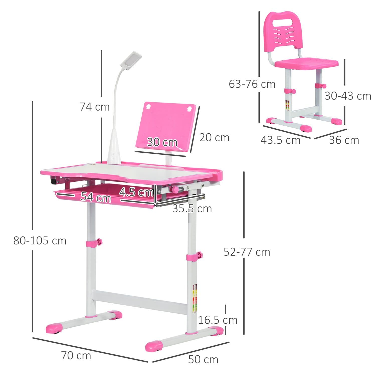 Adjustable Pink Desk Set - image 3