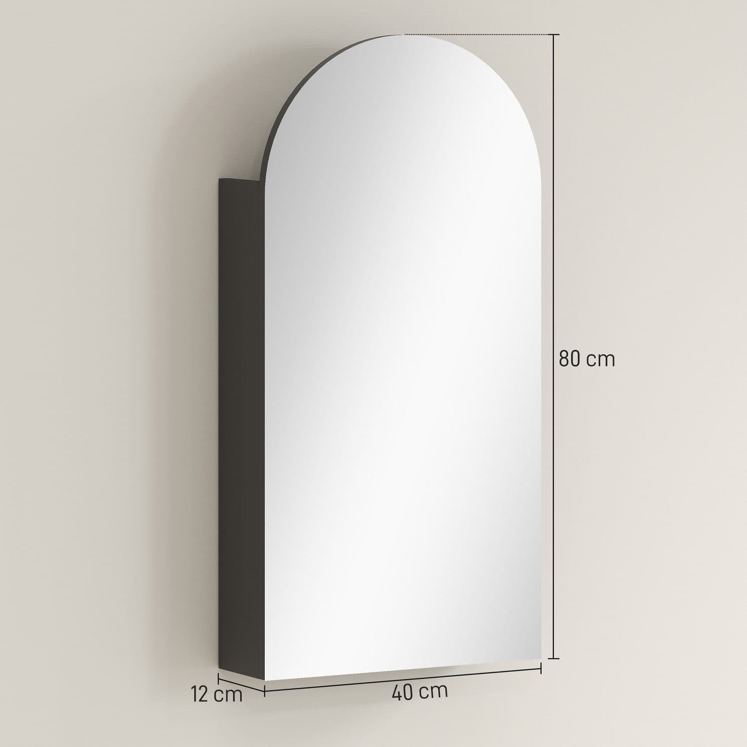 Frameless Arched Black Bathroom Mirror Cabinet - image 4