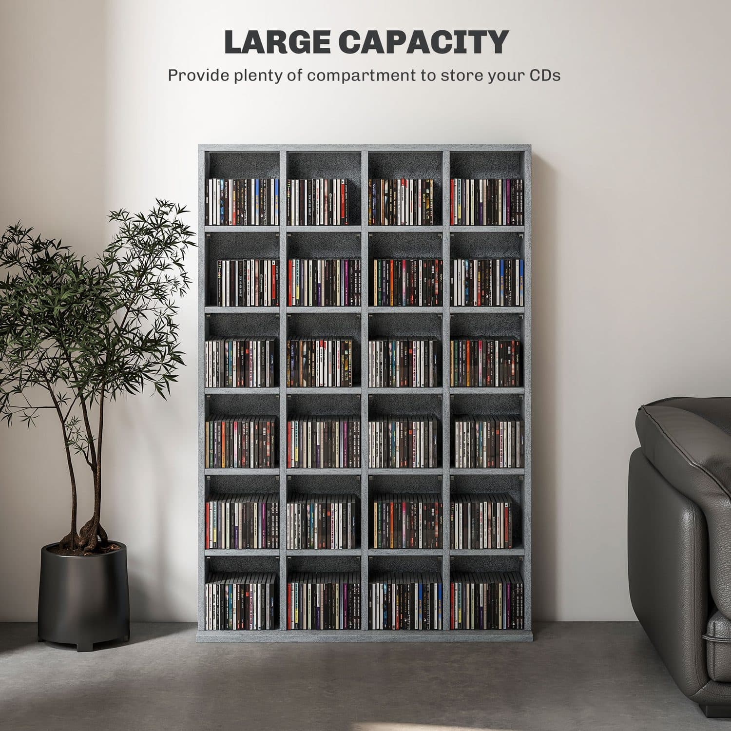 Cement Grey CD and DVD Storage Unit with Open Grid Shelves - image 1