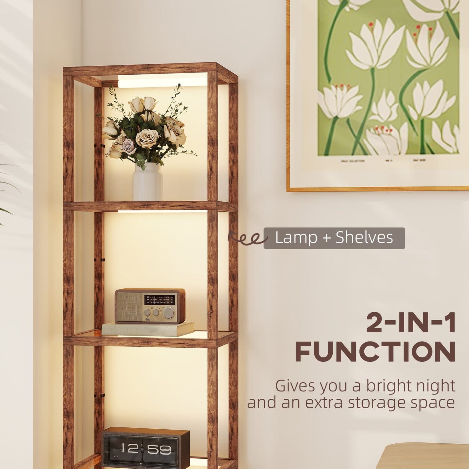 Rustic Brown Shelf Lamp - image 3