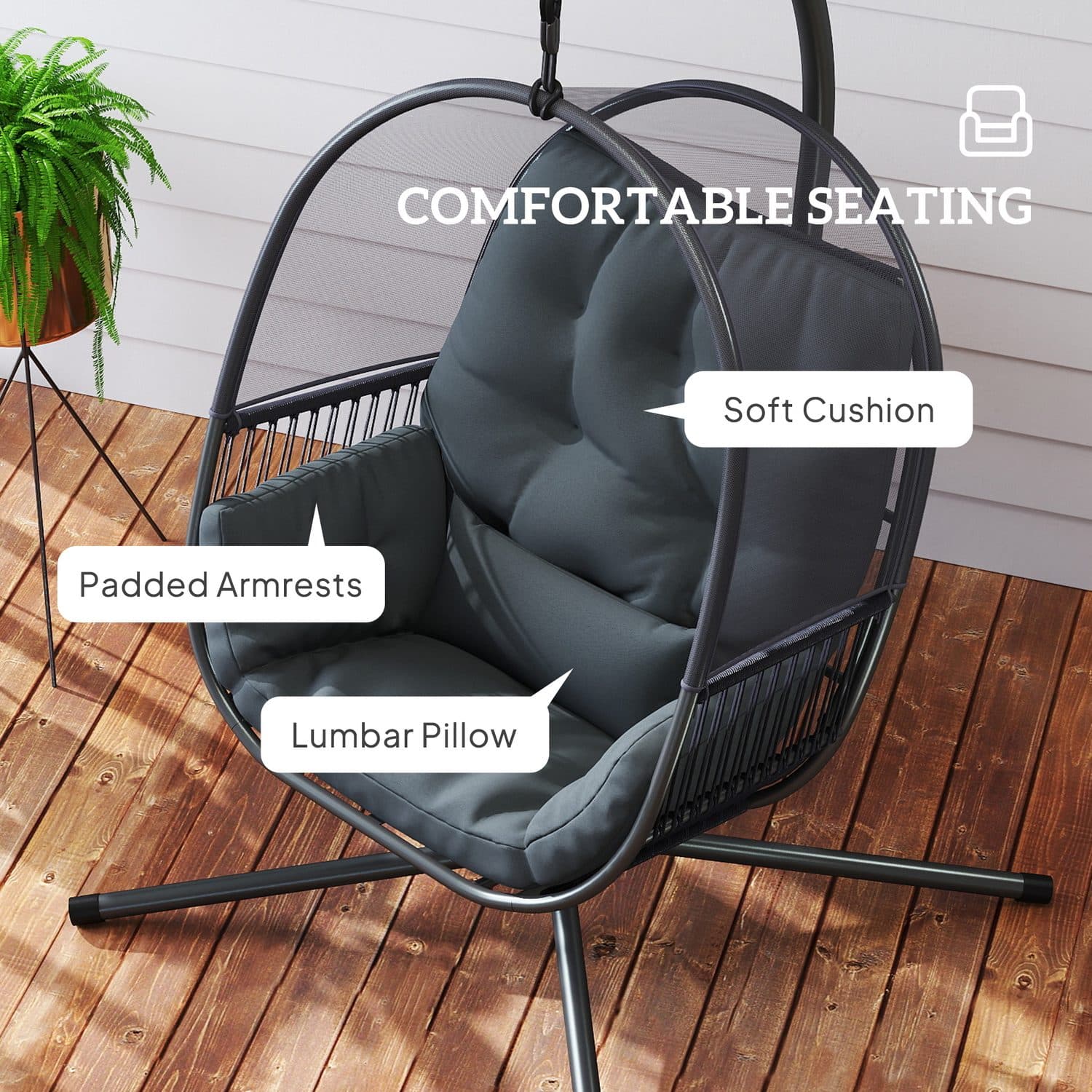 Dark Grey Hanging Egg Chair - image 2