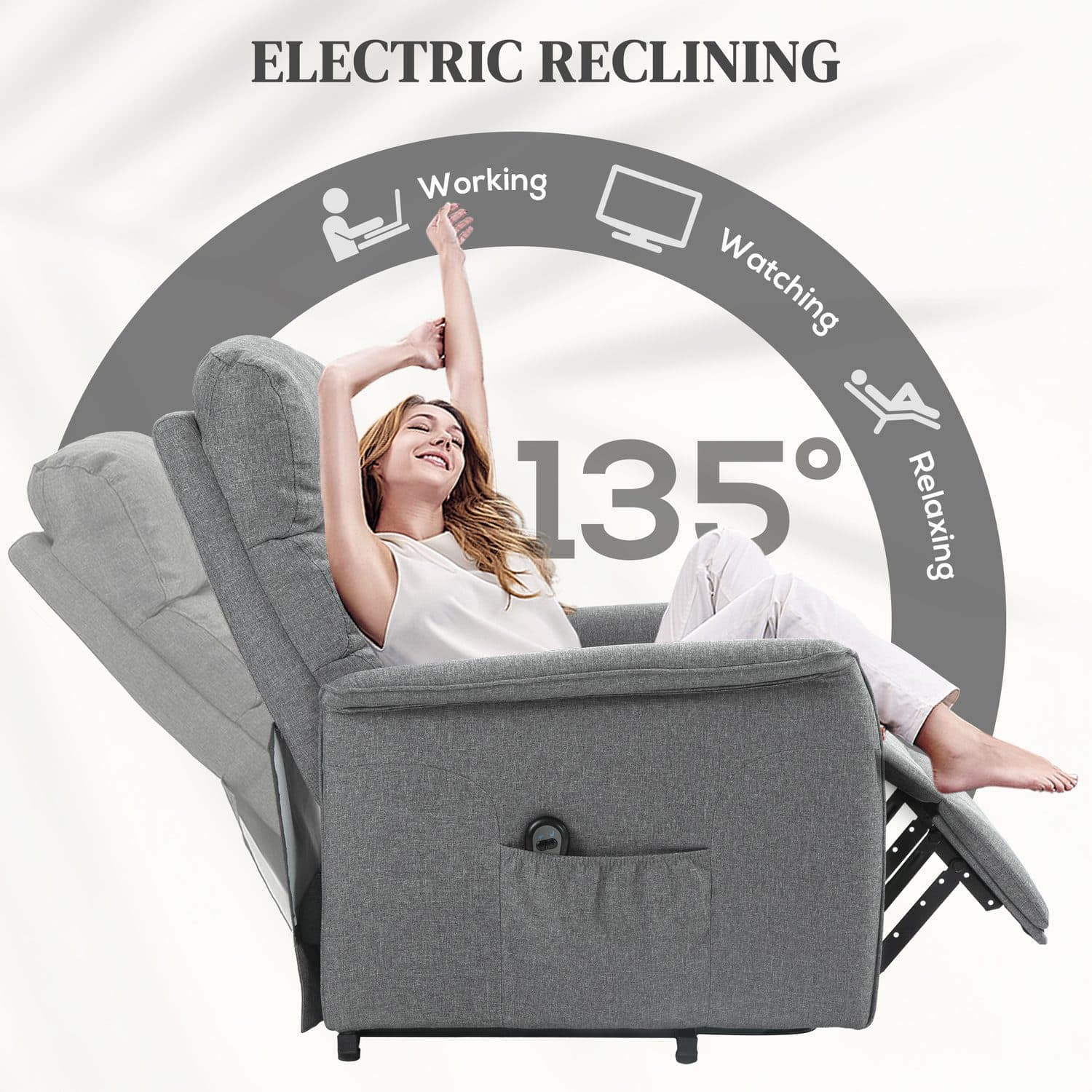 Grey Electric Riser Recliner - image 3